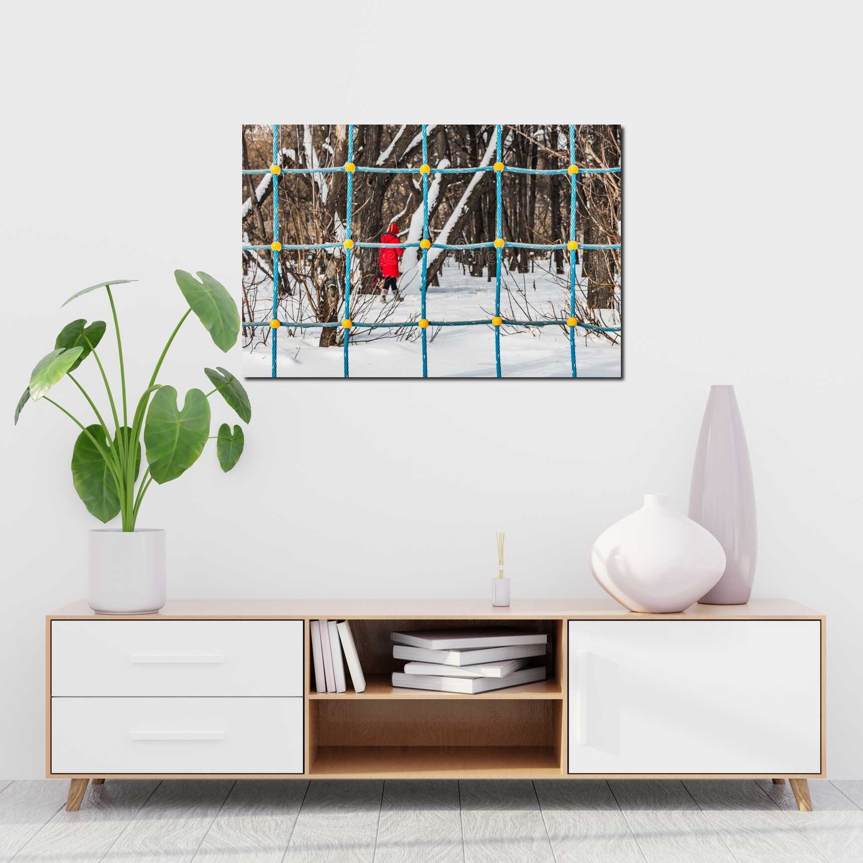 Canvas above sofa for size context