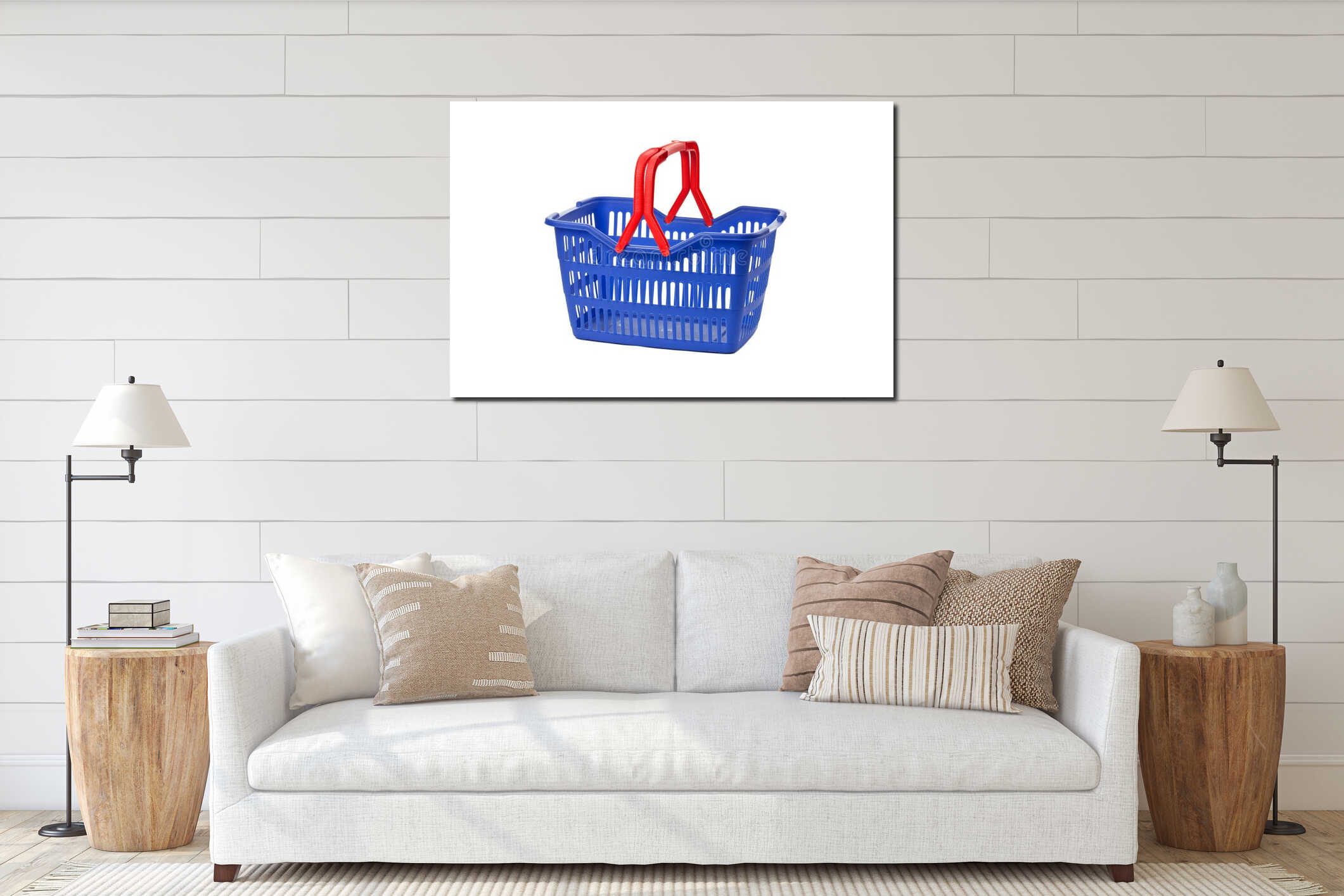 Empty shopping basket interior mockup