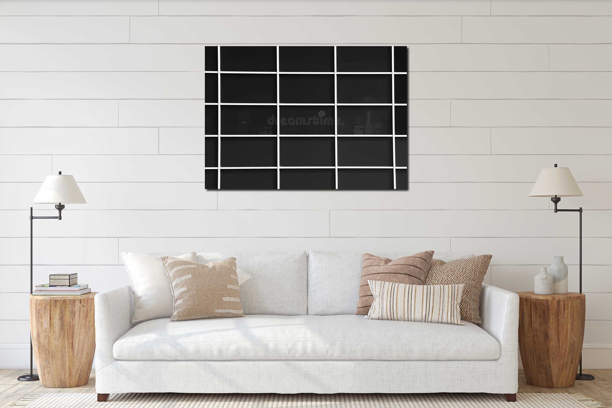 Glass grid in office building background interior mockup