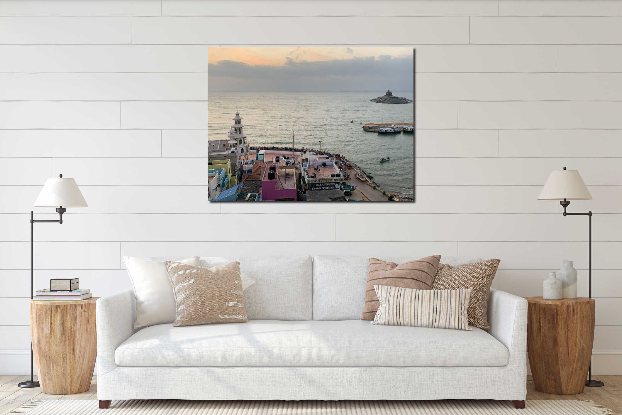 India. Sunrise at Cape Comorin Kanyakumari. The southern most point of India interior mockup