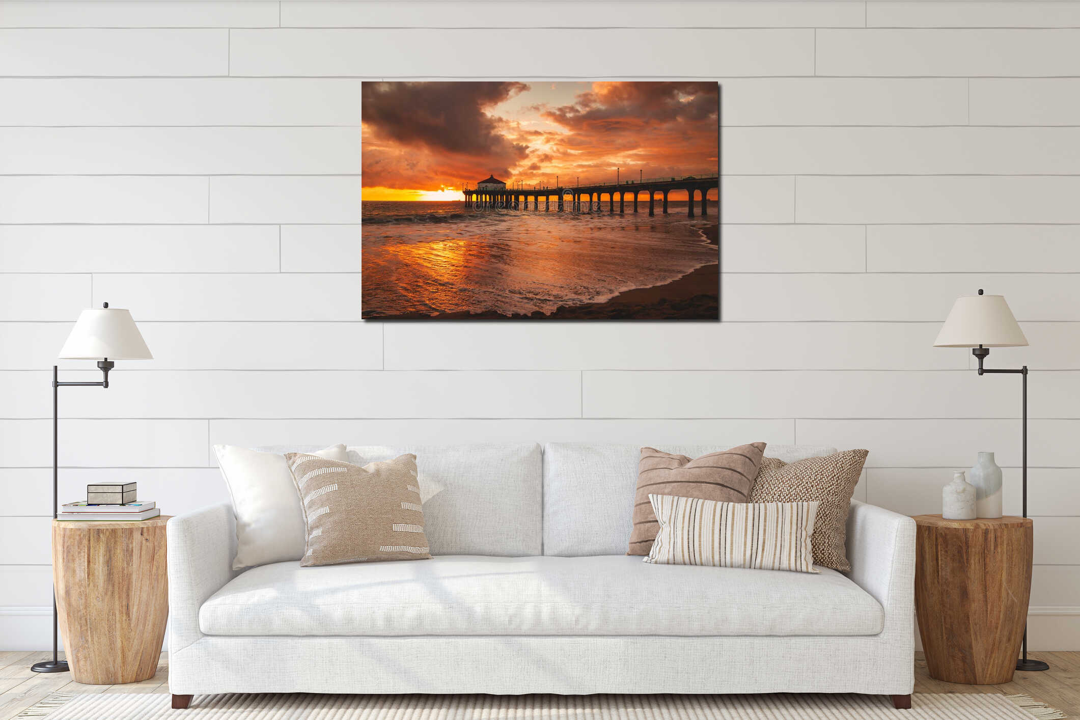 Sunset @ Manhattan Beach Pier in California interior mockup