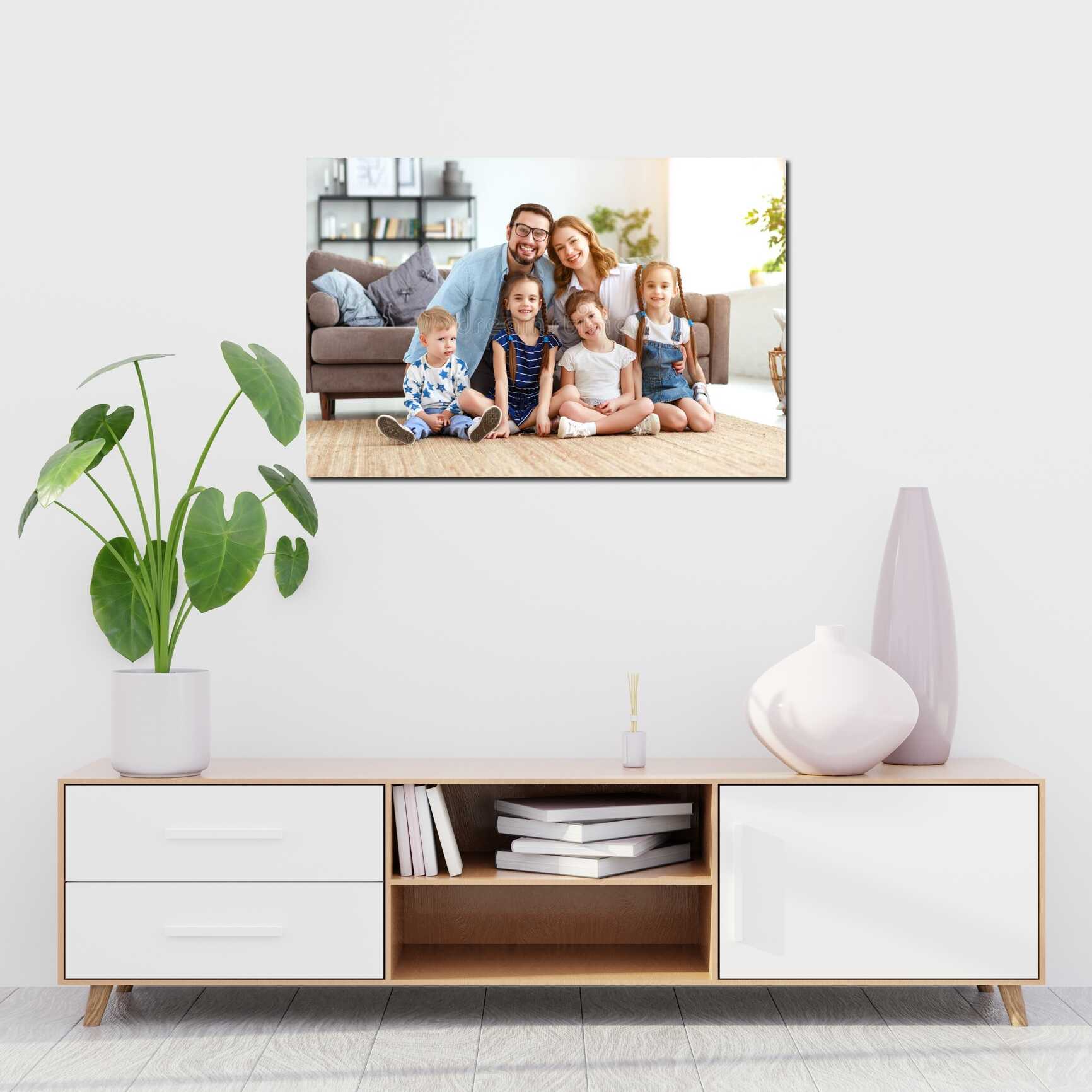 Canvas above sofa for size context