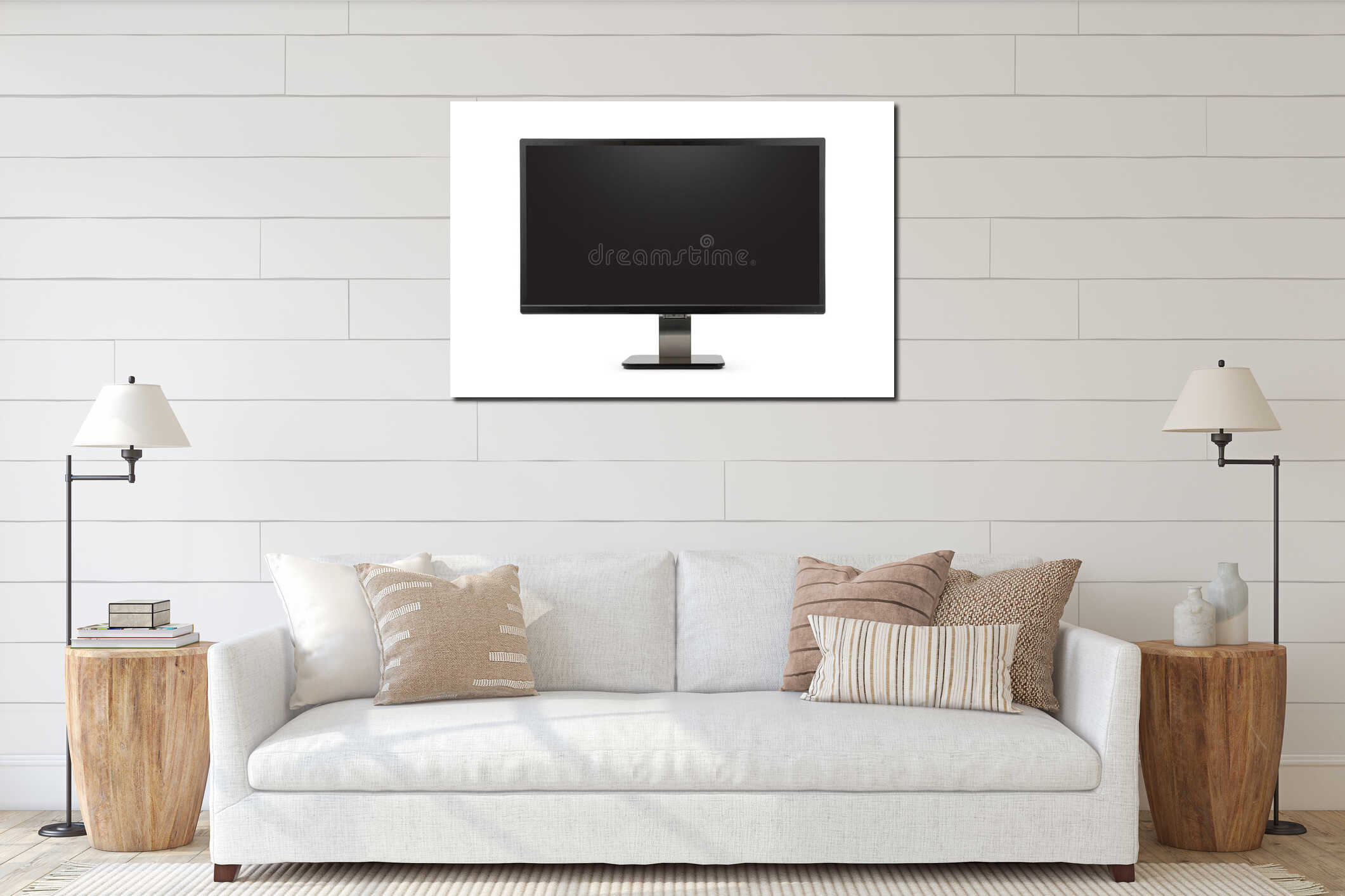 black led tv television screen mockup mock up blank interior mockup