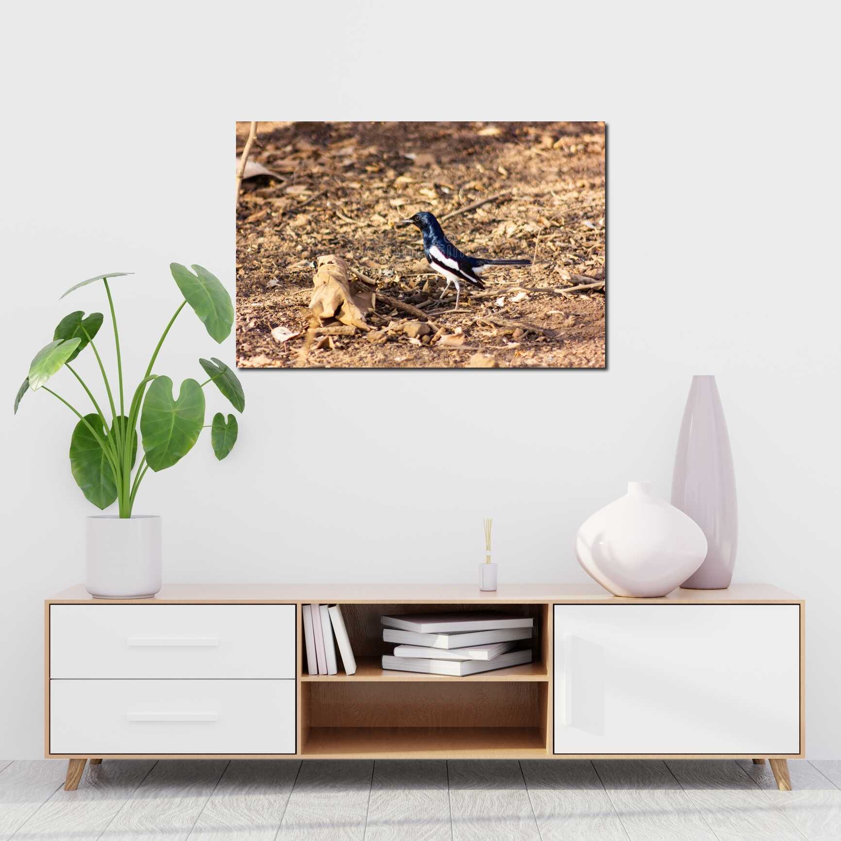 Canvas above sofa for size context