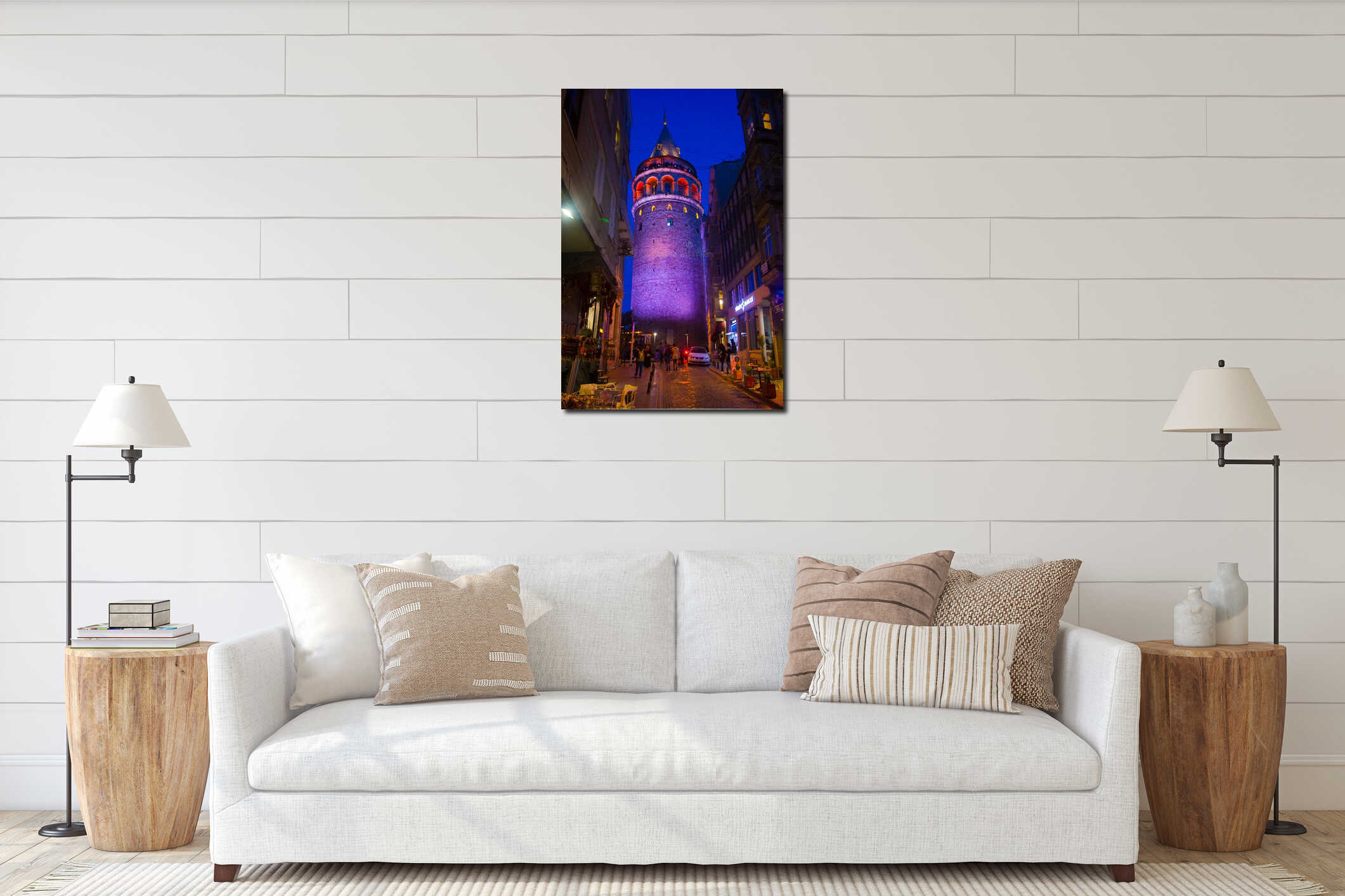 Istanbul, Beyoglu / Turkey 03.04.2019: Galata Tower Night View interior mockup