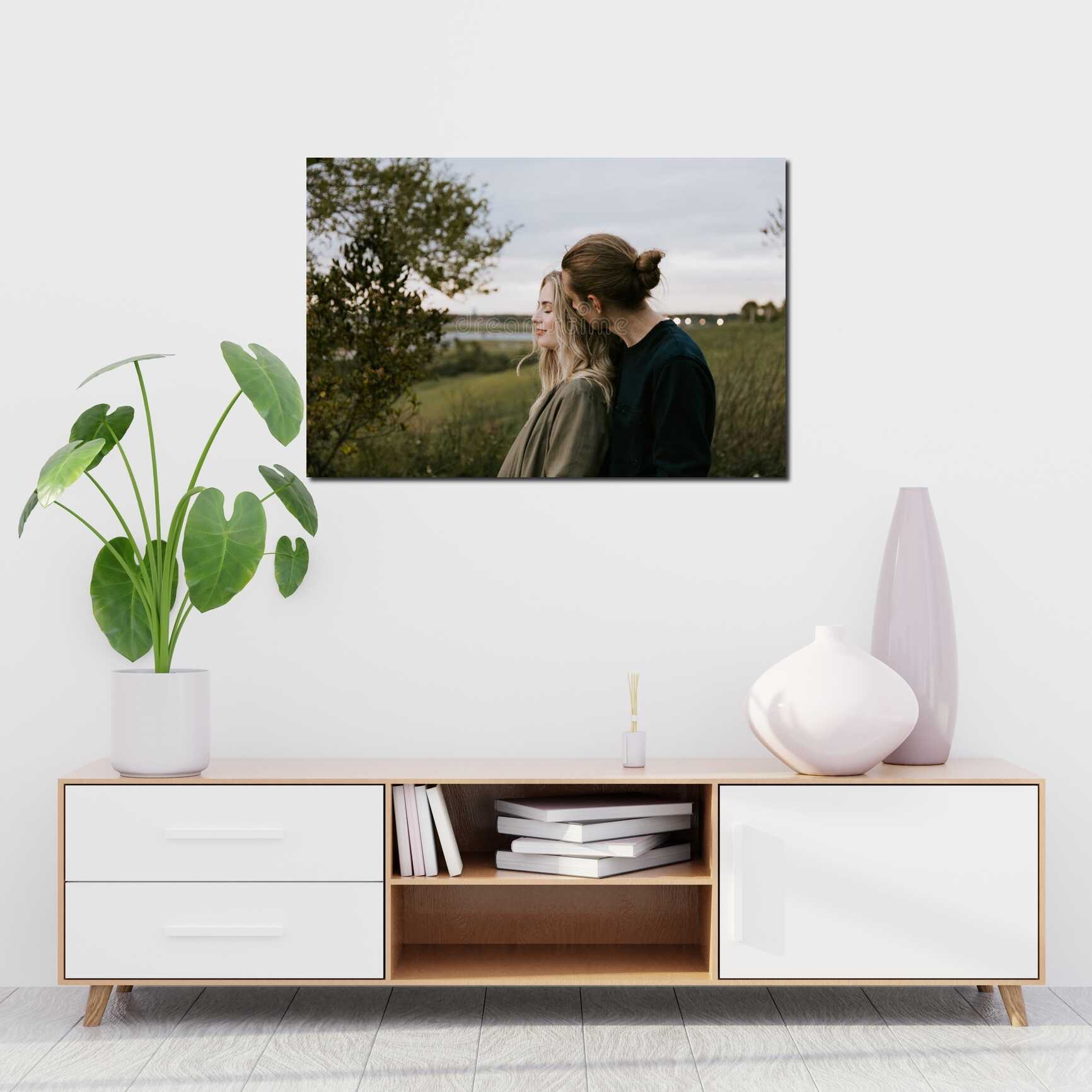 Canvas above sofa for size context