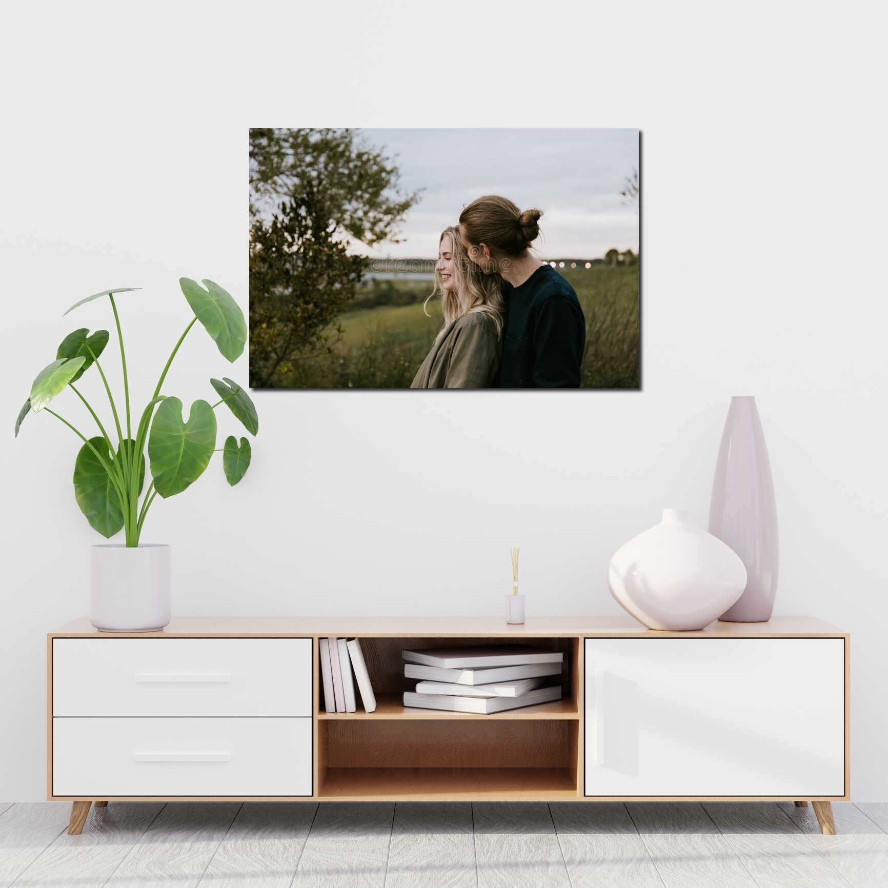 Canvas above sofa for size context