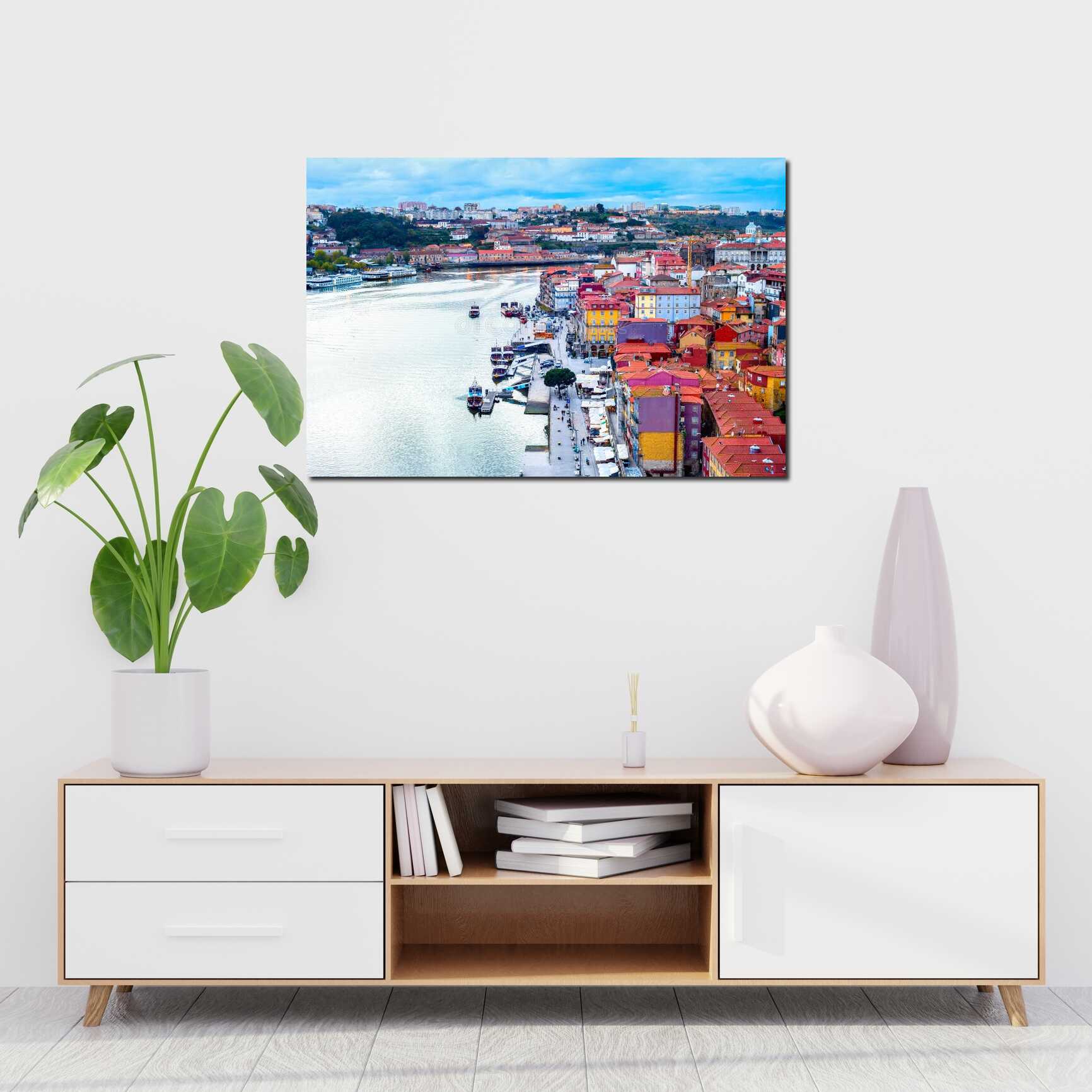 Canvas above sofa for size context