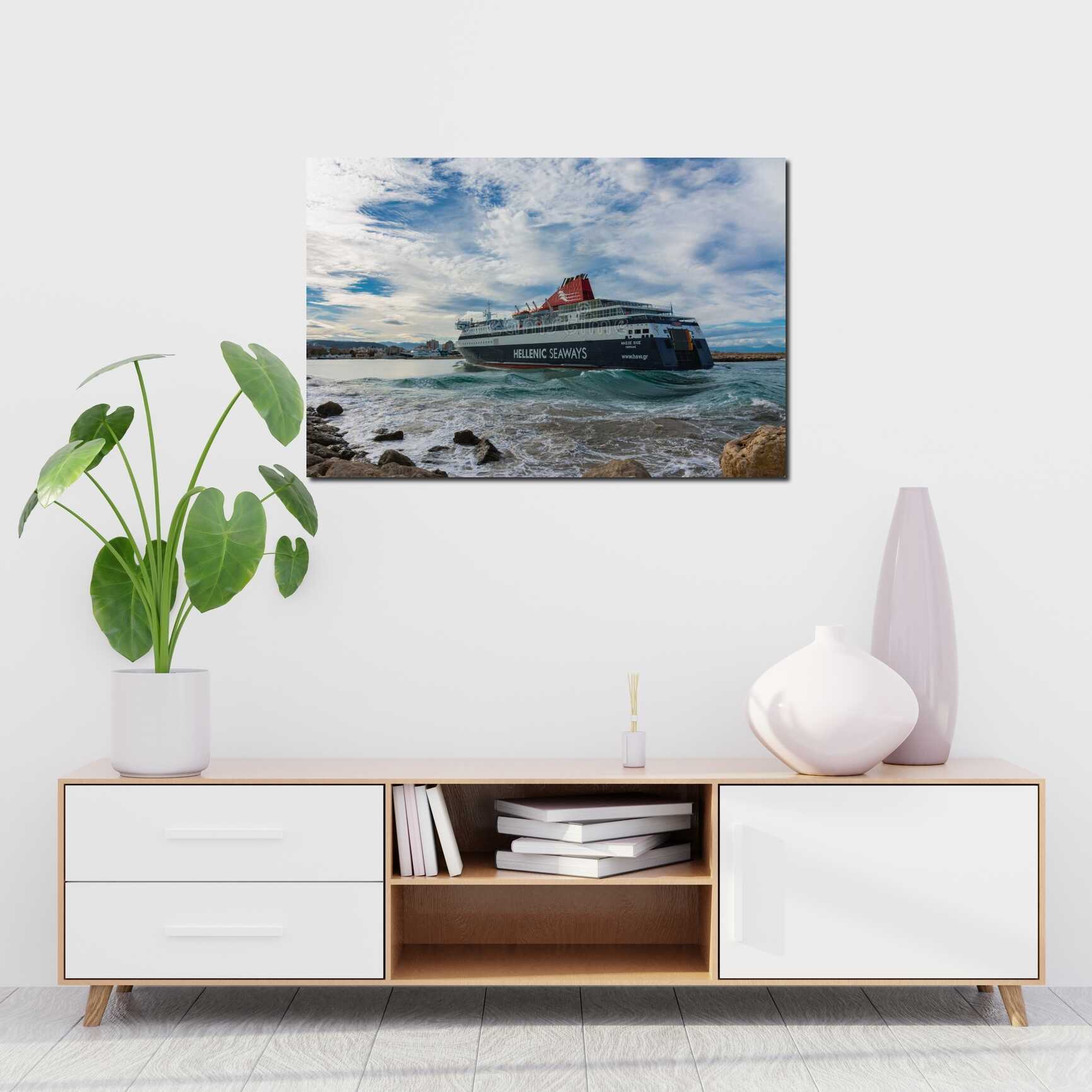 Canvas above sofa for size context