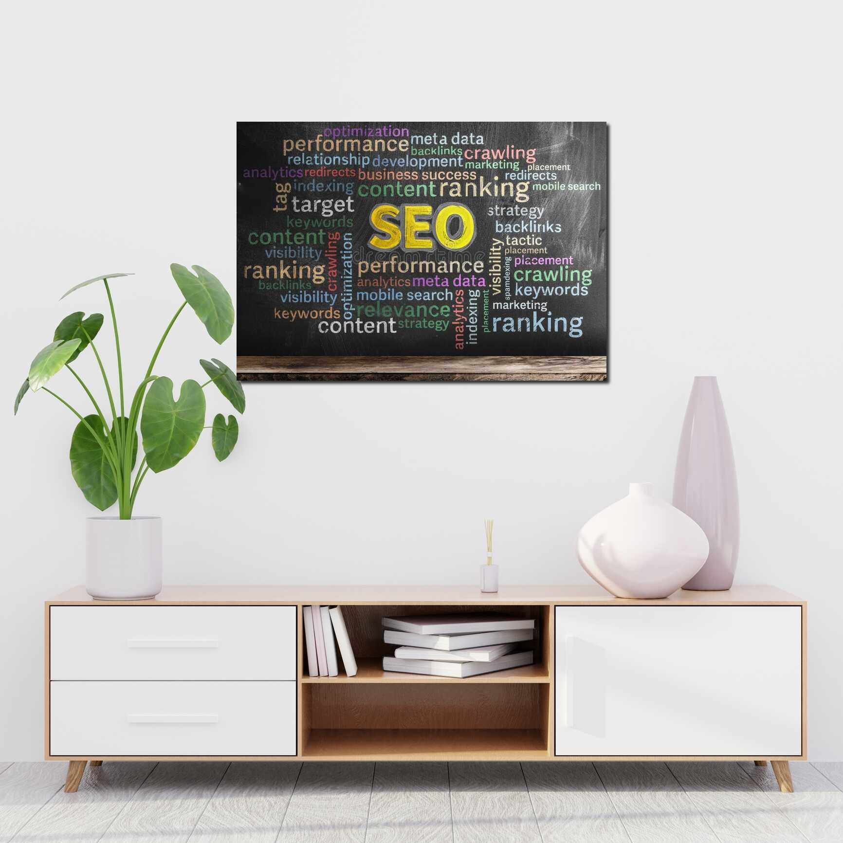 Canvas above sofa for size context