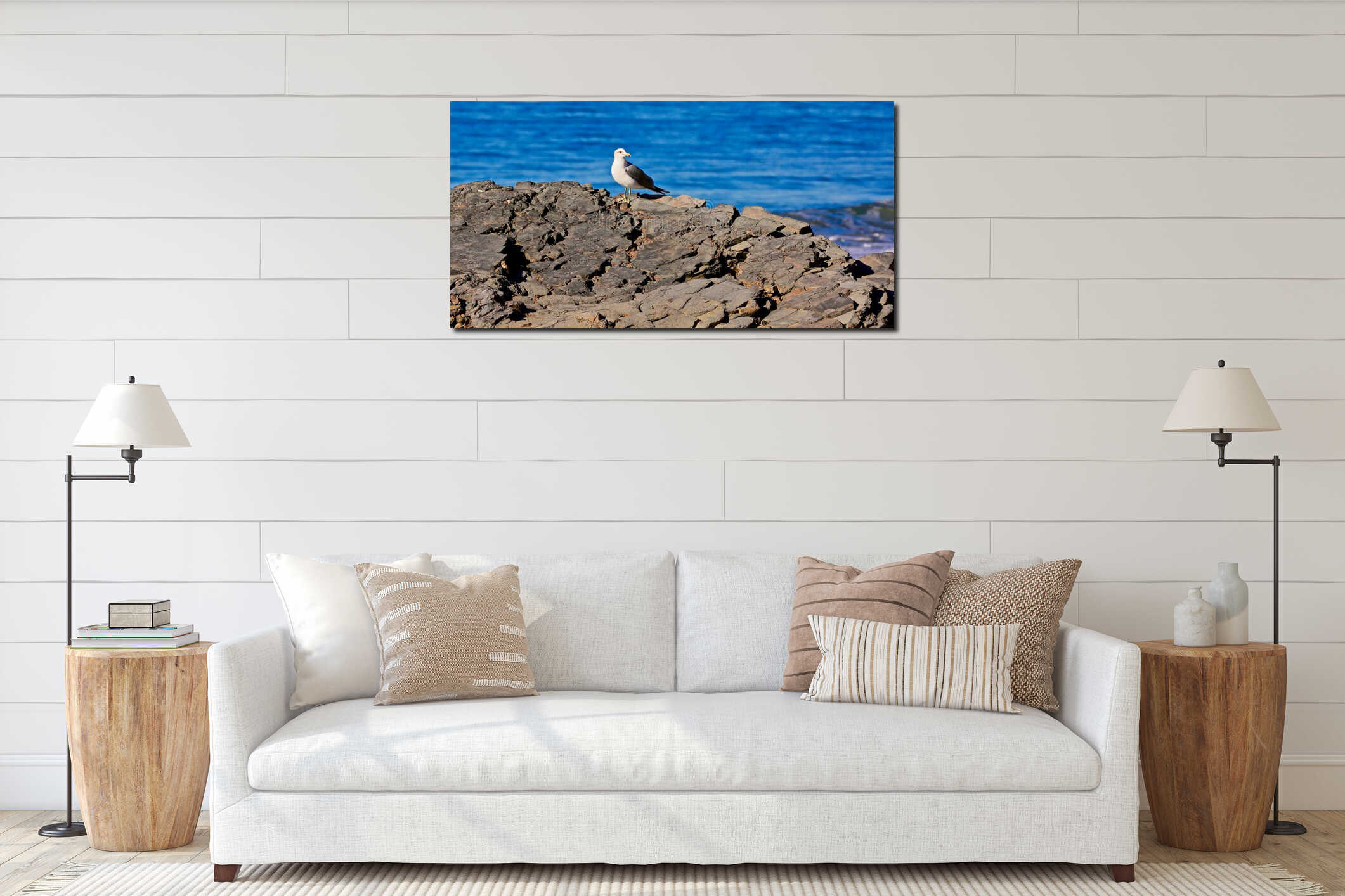 Seagull rock ocean interior mockup