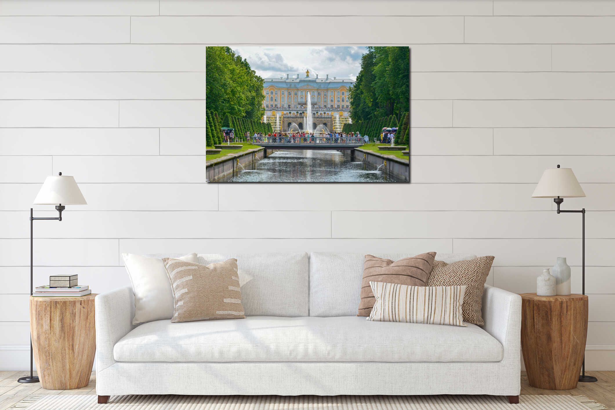 Russia Peterhof Palace at St.Petersburg summer time interior mockup
