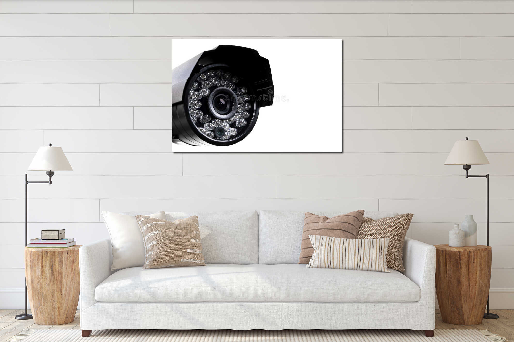 CCTV security camera video equipment. Surveillance monitoring. Video camera lens closeup. Macro shot. Security concept. Security c interior mockup