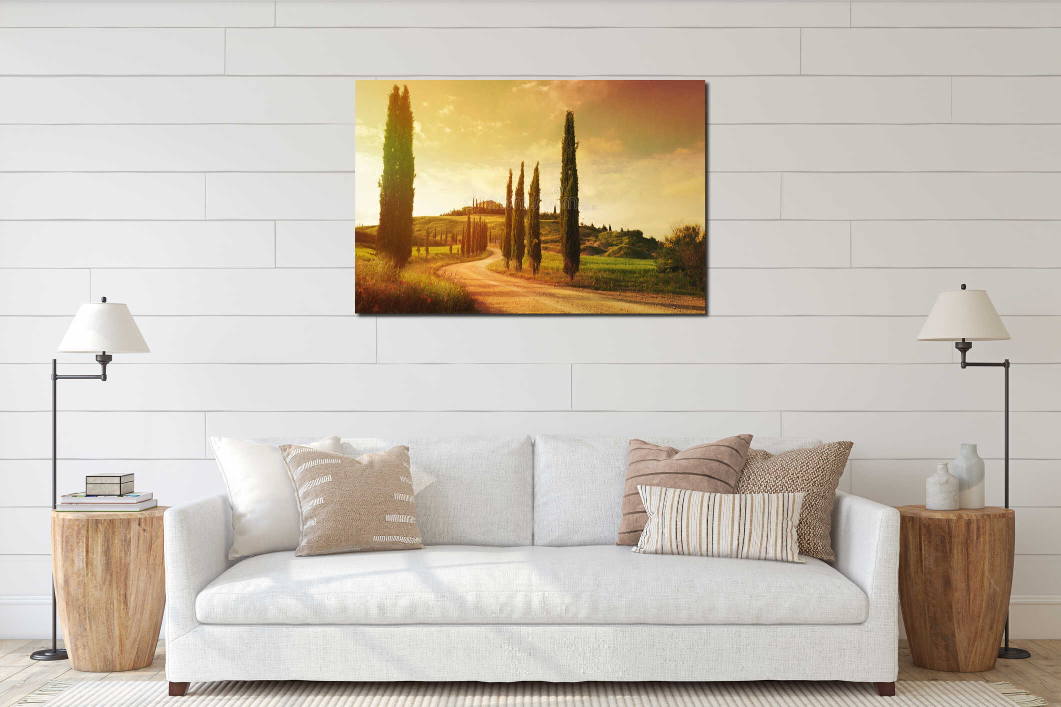 Art Vintage Tuscany countryside landscape interior mockup