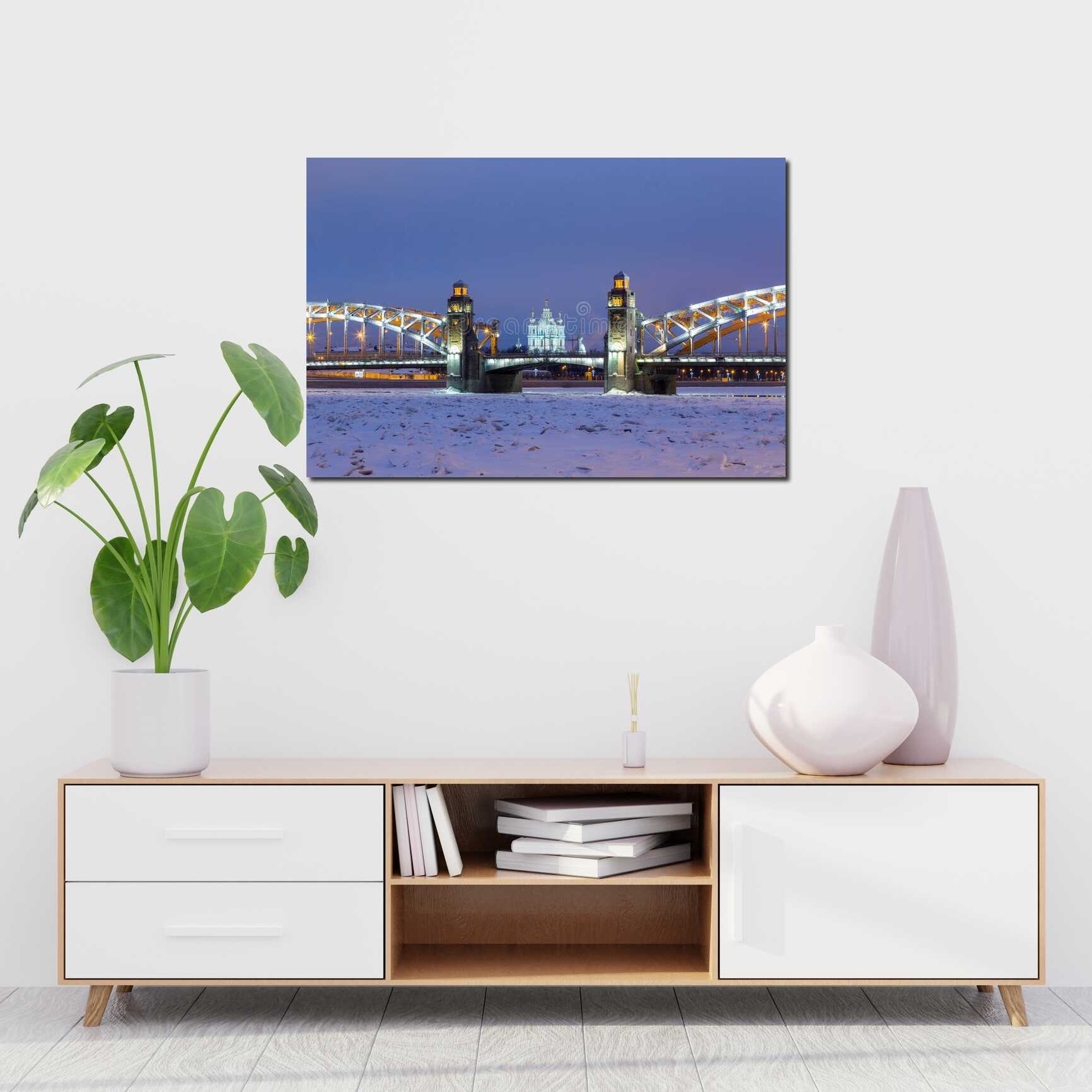 Canvas above sofa for size context