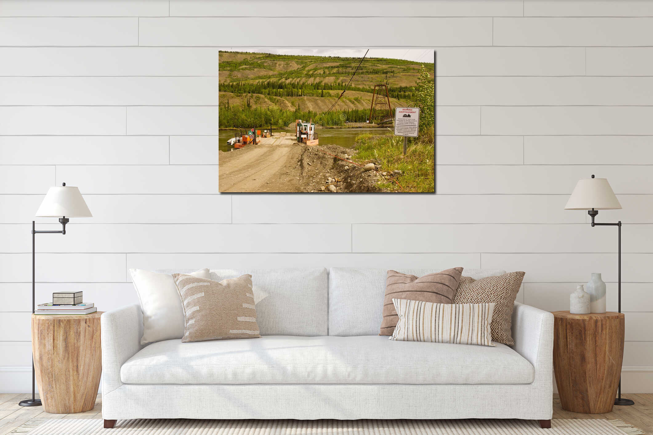 Vehicle cable ferry across the Pelly River interior mockup