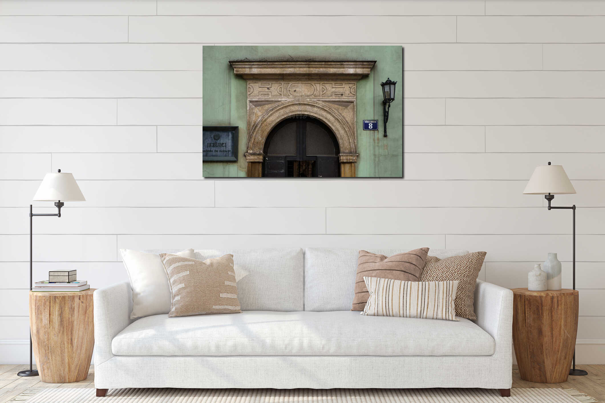 Old European houses in Krakow, Poland interior mockup