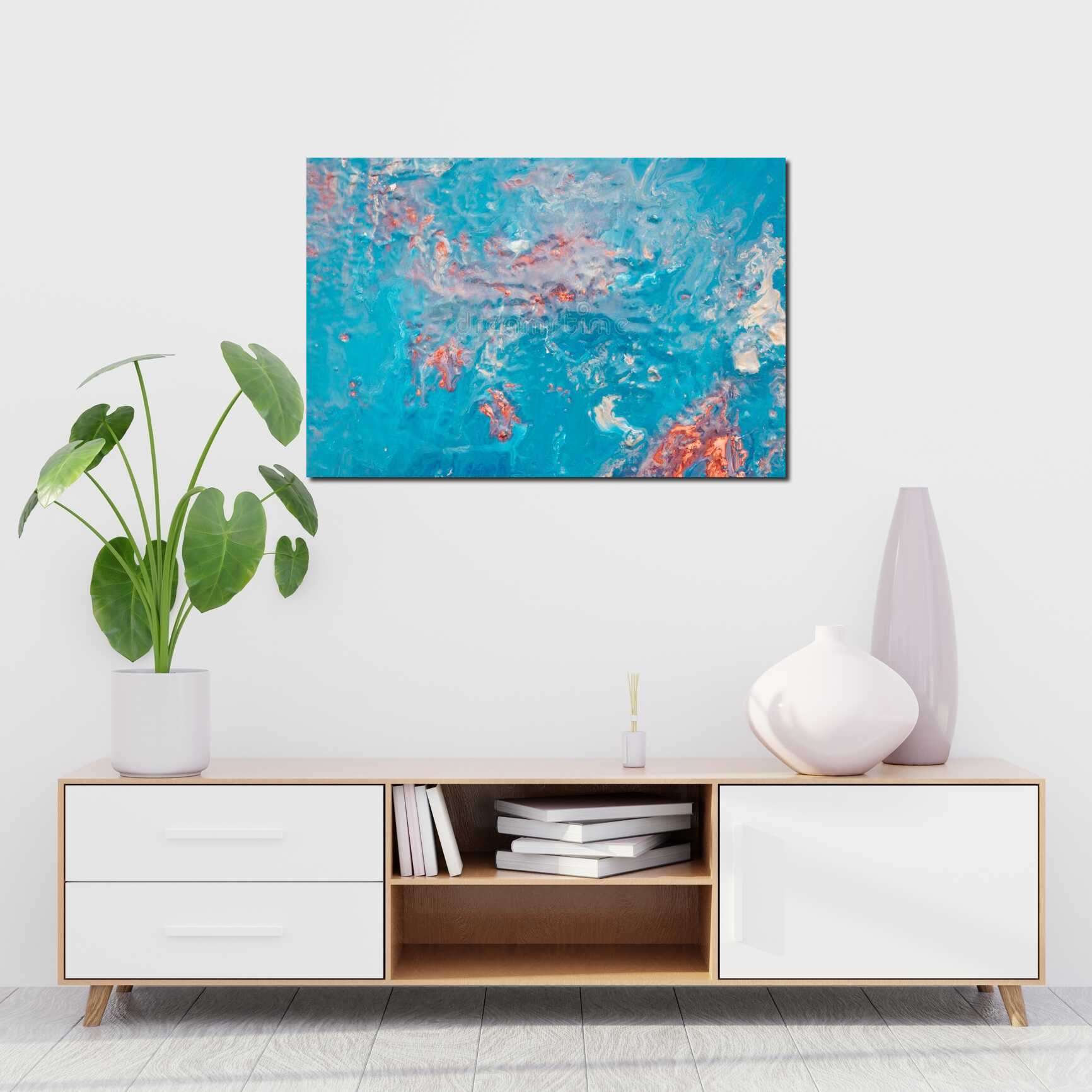 Canvas above sofa for size context