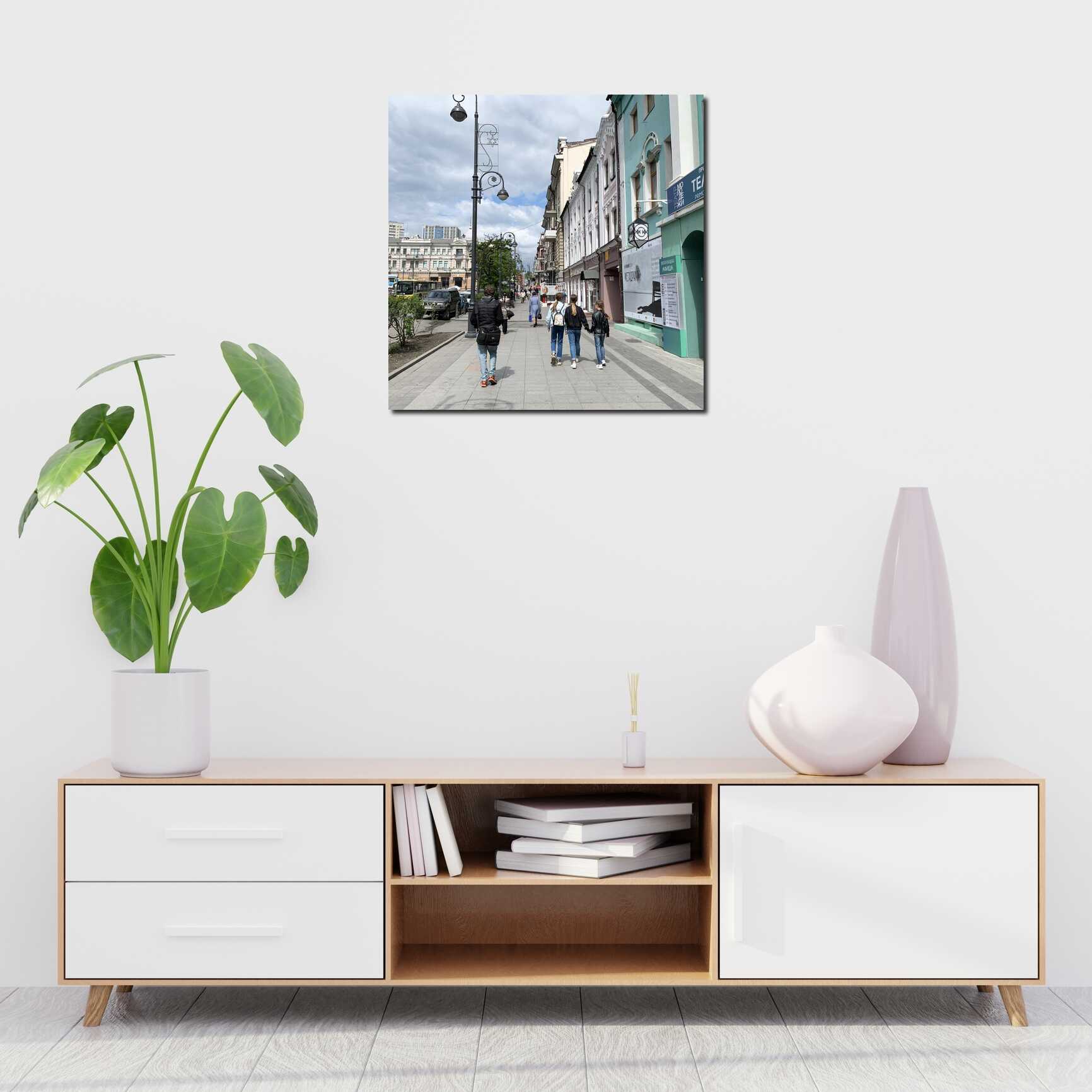 Canvas above sofa for size context