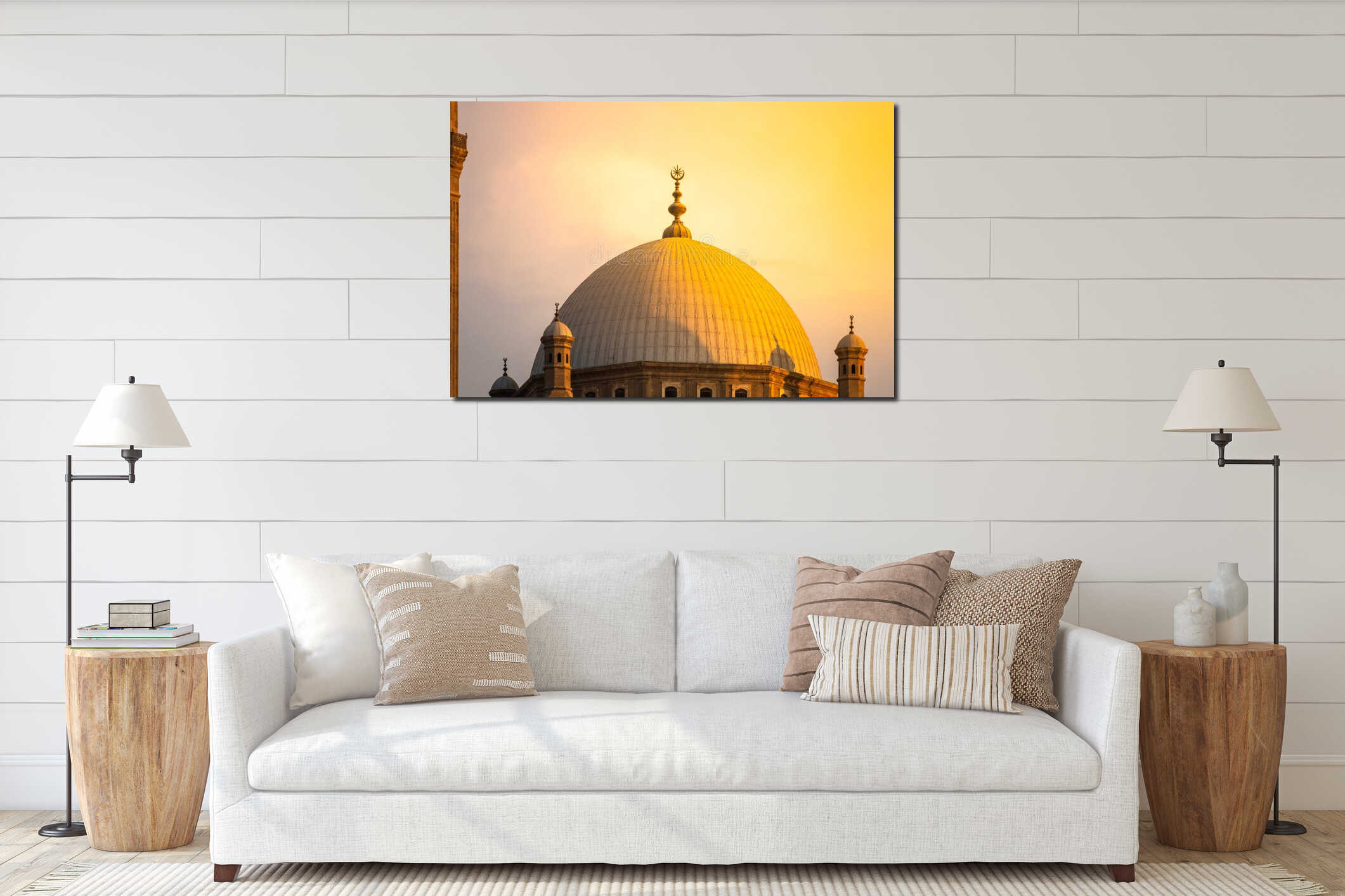 The Mosque of Muhammad Ali in Cairo Egypt at sunset interior mockup