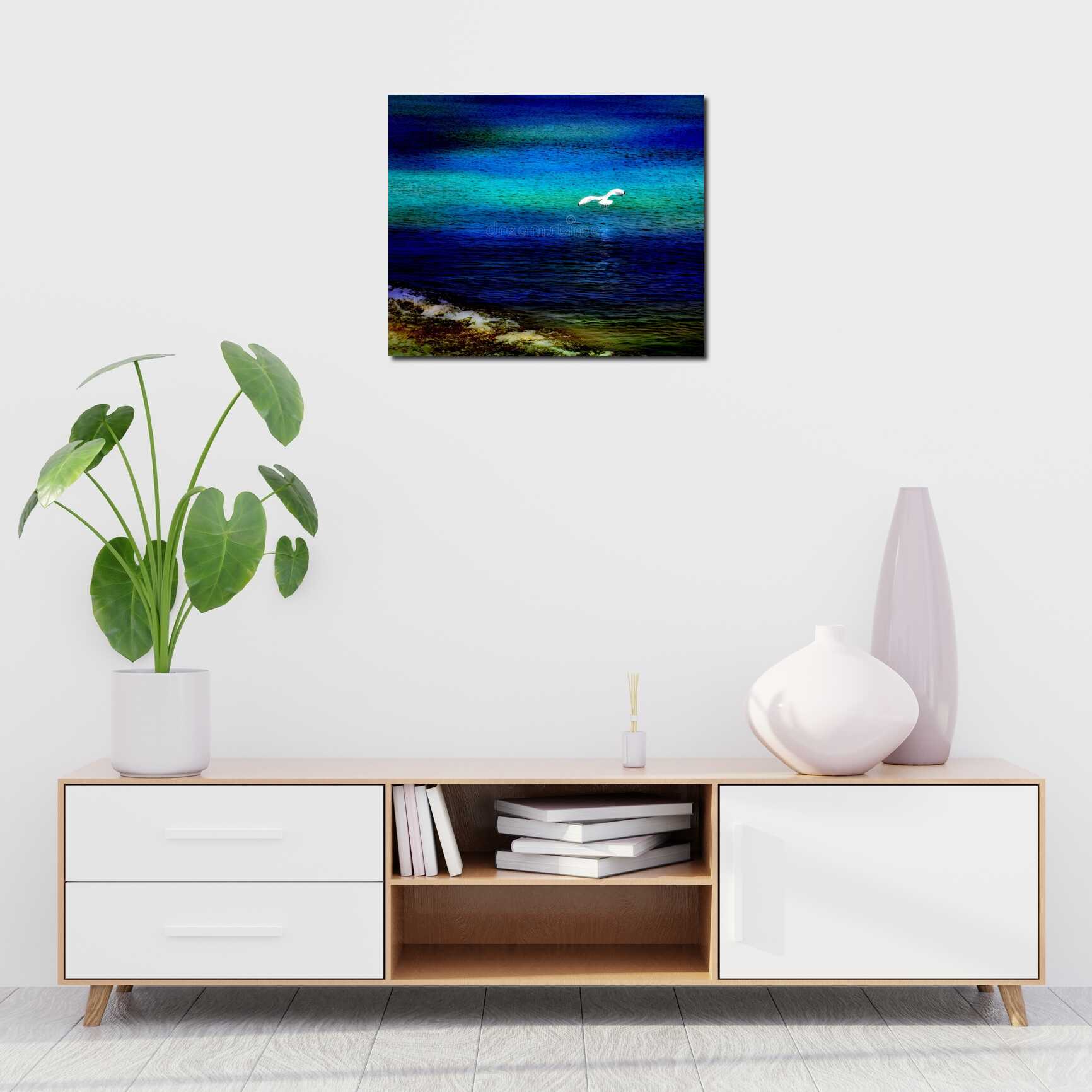 Canvas above sofa for size context