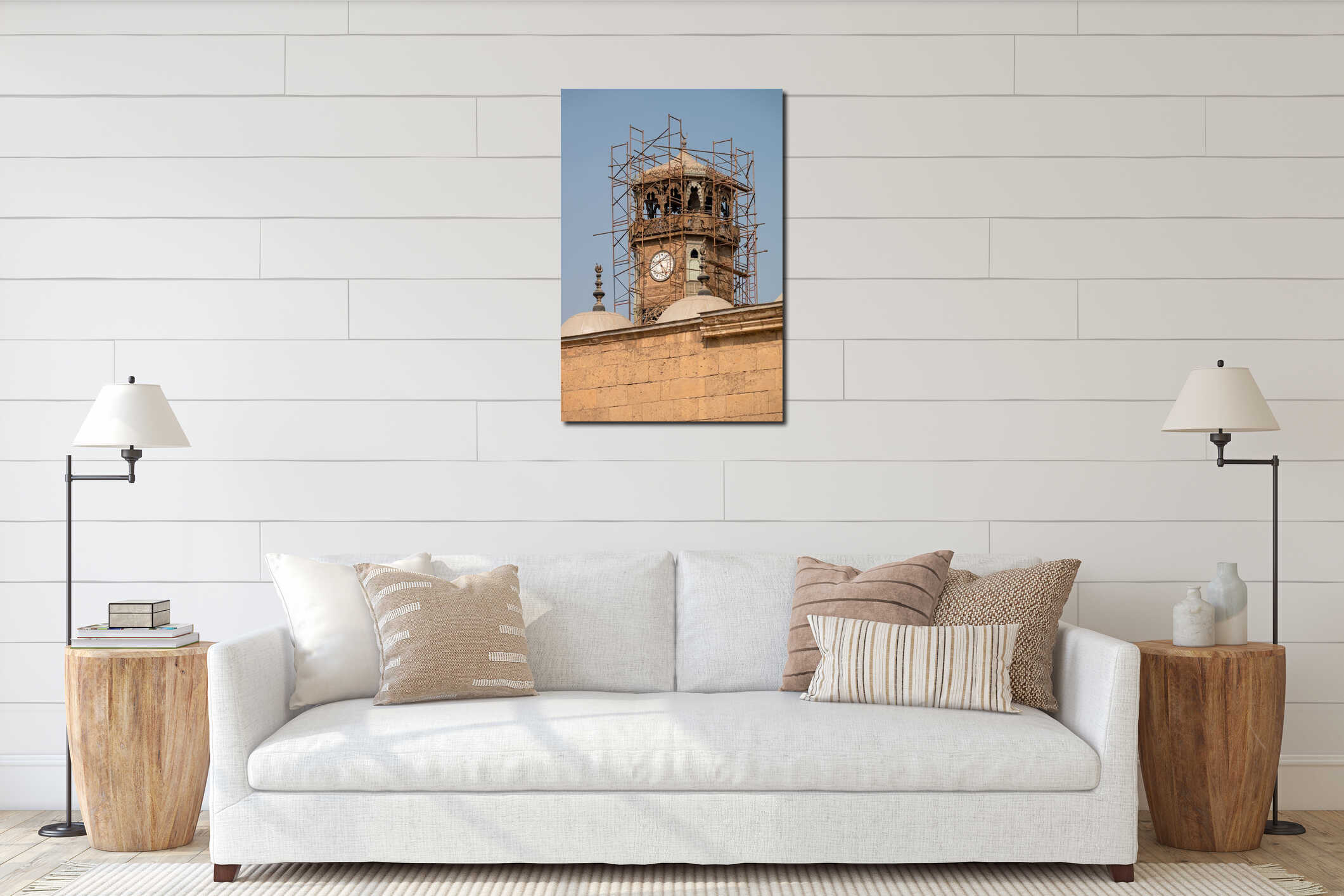 The Mosque of Muhammad Ali in Cairo Egypt at sunset interior mockup