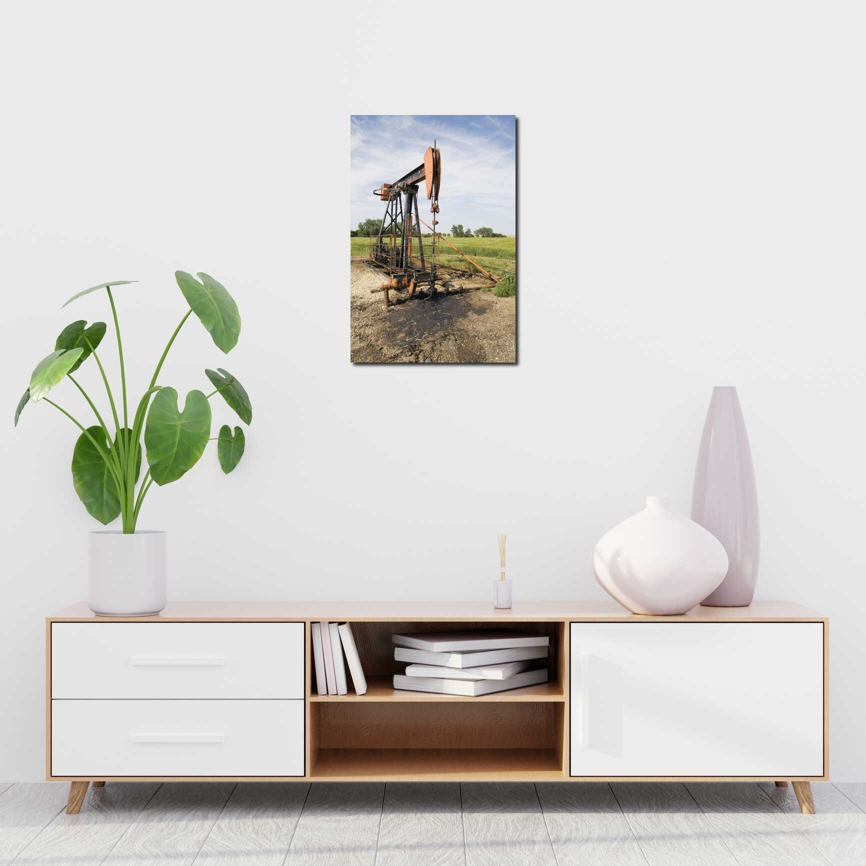 Canvas above sofa for size context