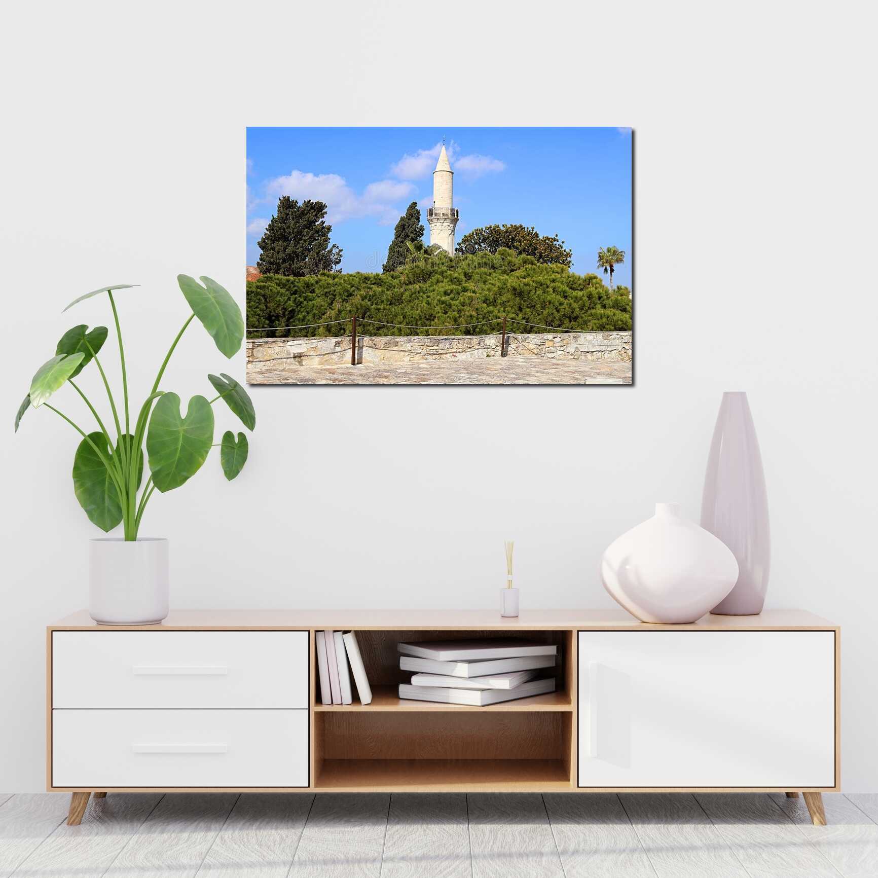 Canvas above sofa for size context