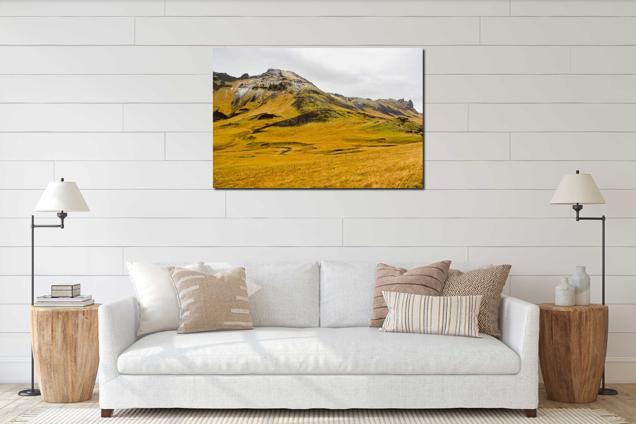Typical Icelandic landscape near the Skogar village in Iceland interior mockup