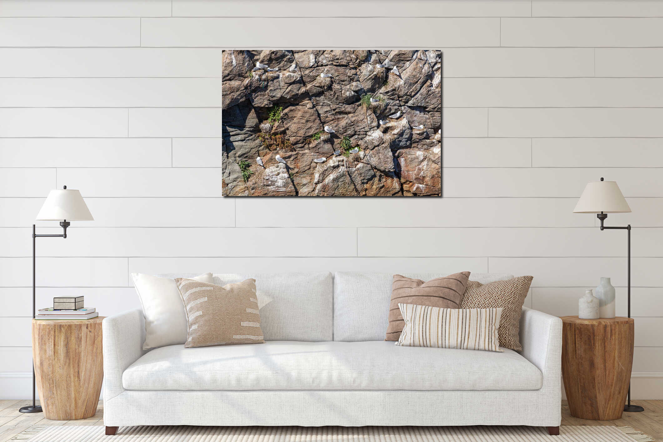 Seagull nesting in Lofoten Islands, Norway interior mockup