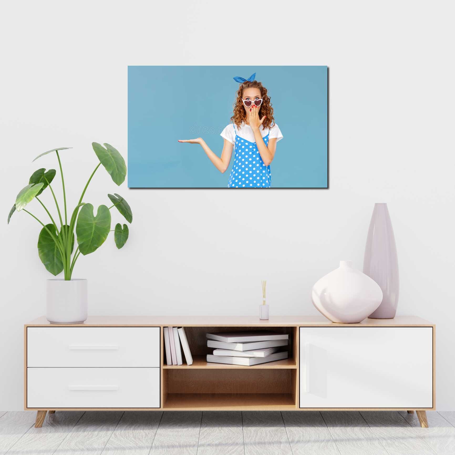 Canvas above sofa for size context