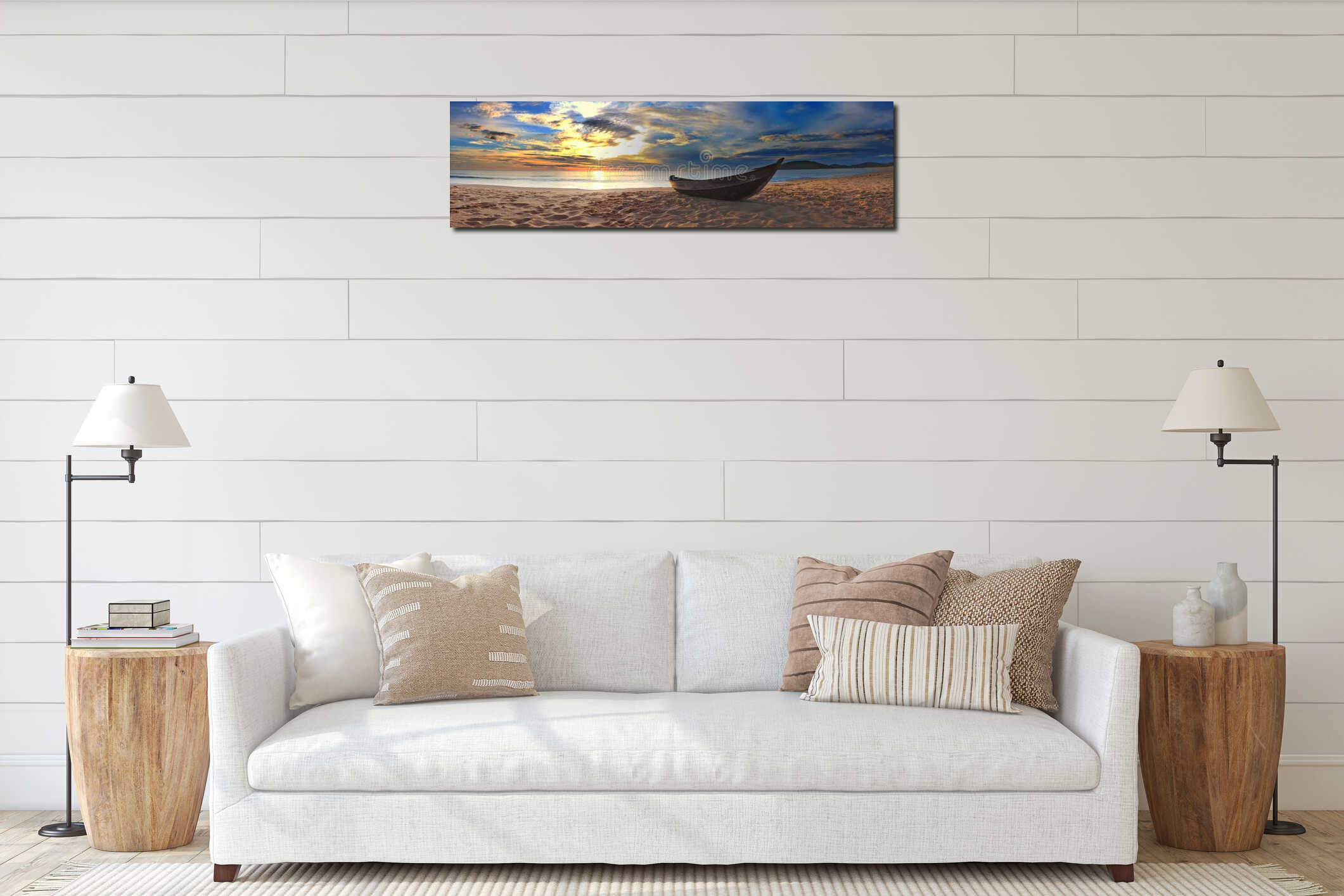 Beach panorama interior mockup