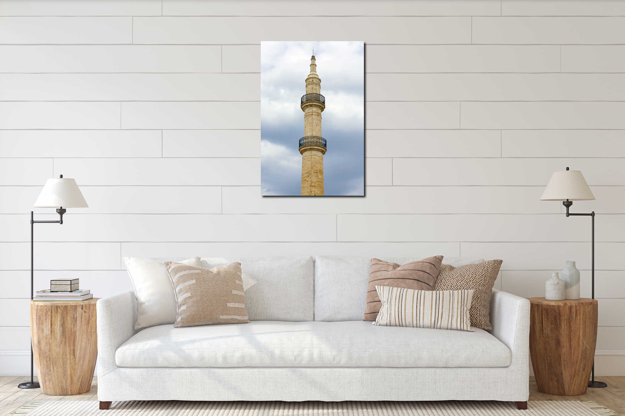 View of the Neratze Mosque minaret, detail interior mockup