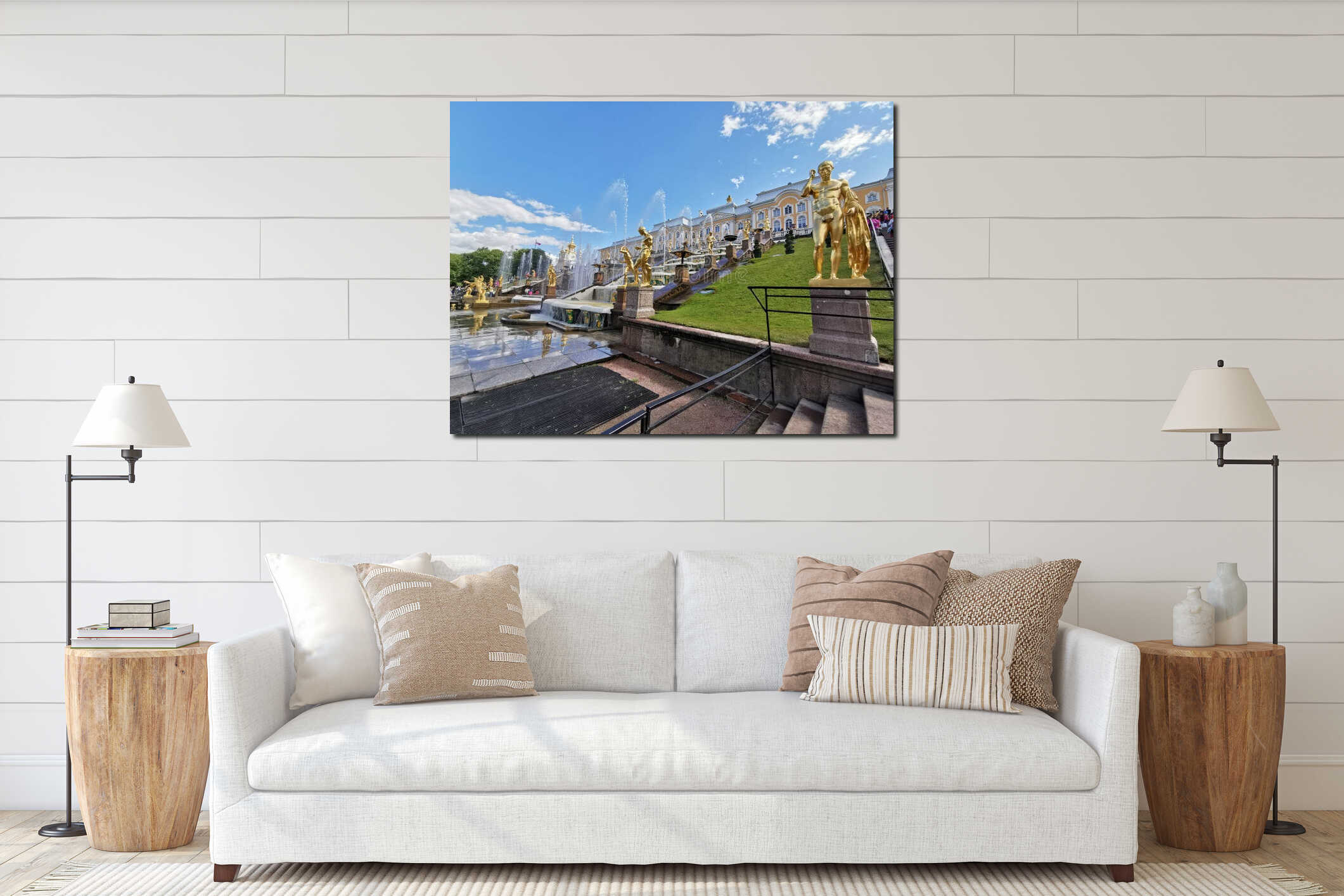 Russia Peterhof Palace at St.Petersburg summer time interior mockup