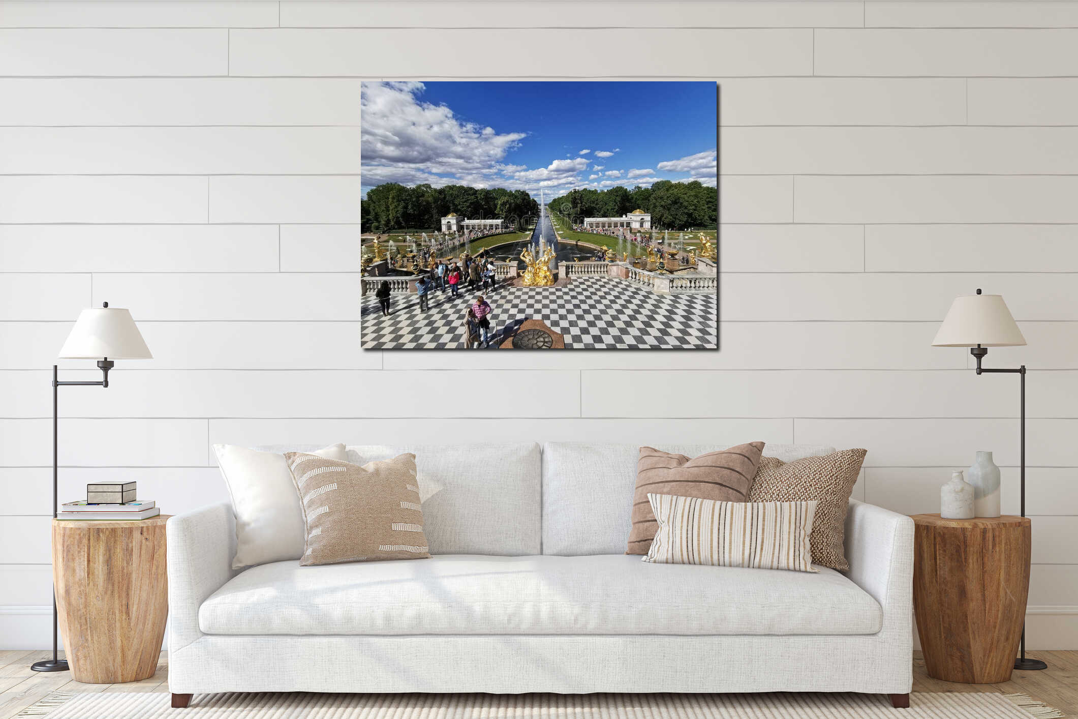 Russia Peterhof Palace at St.Petersburg summer time interior mockup