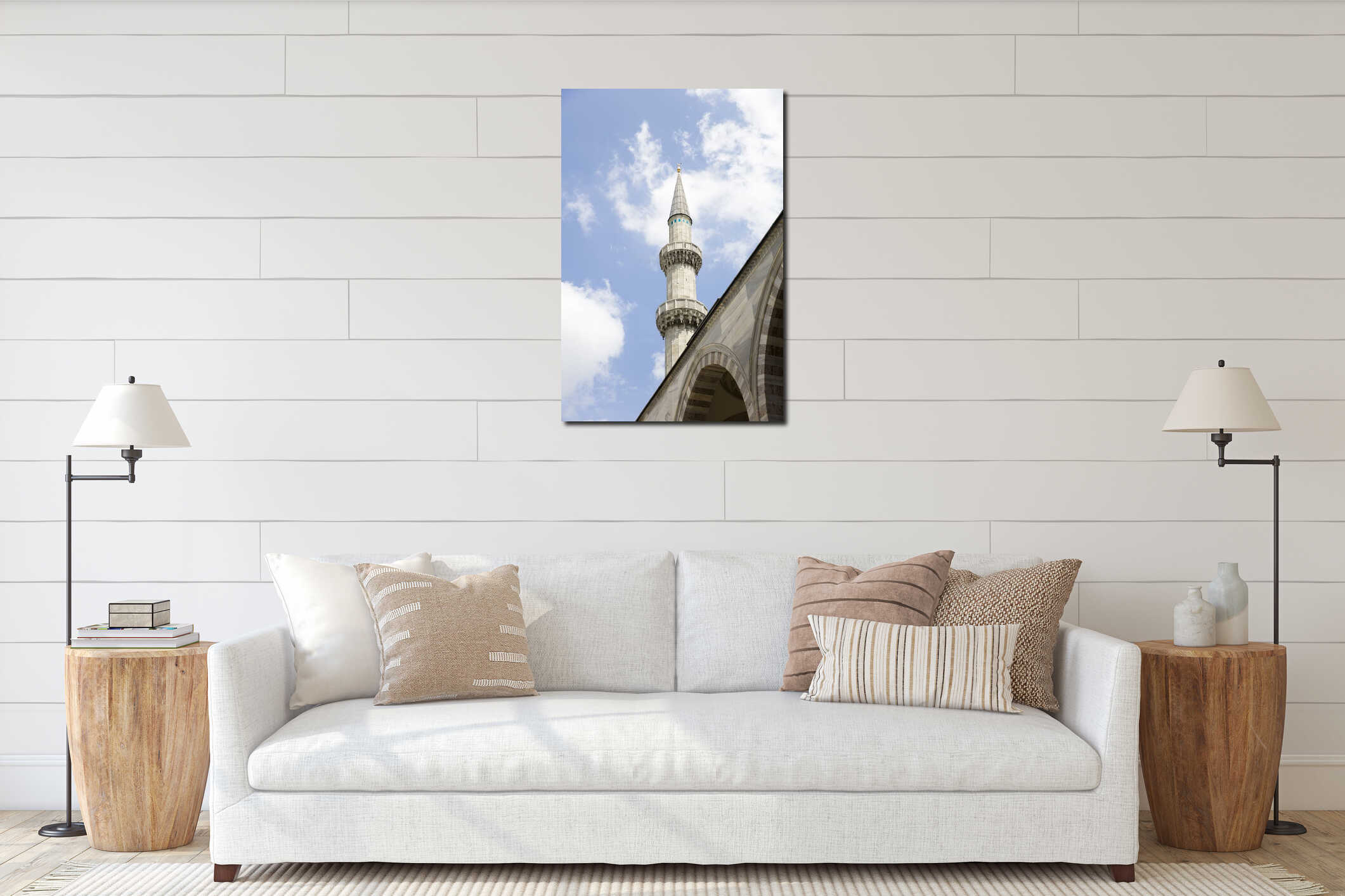 Minaret of Suleymaniye Mosque in Istanbul, Turkey interior mockup