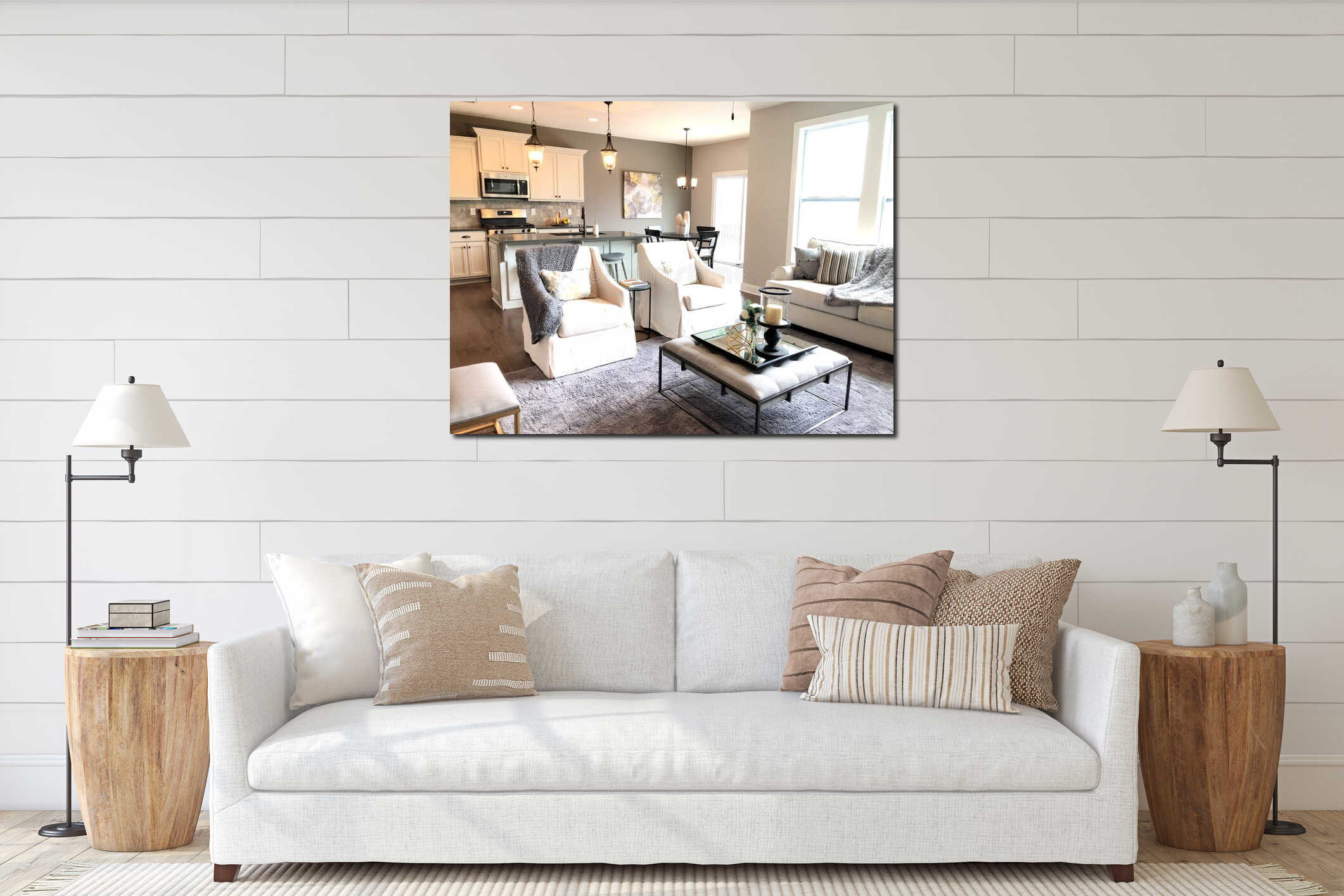 Open Main Floor with Modern Lighting interior mockup