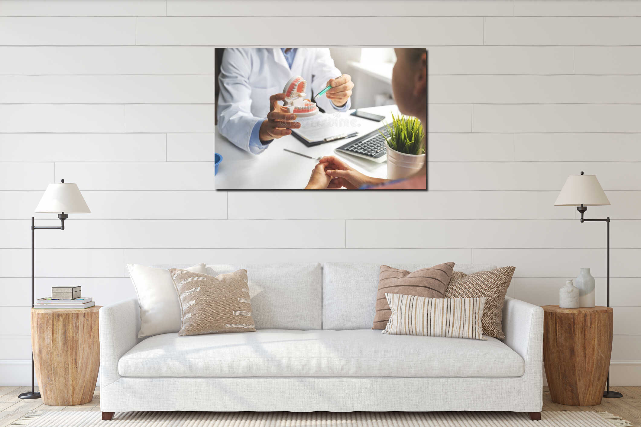 Canvas hanging interior mockup