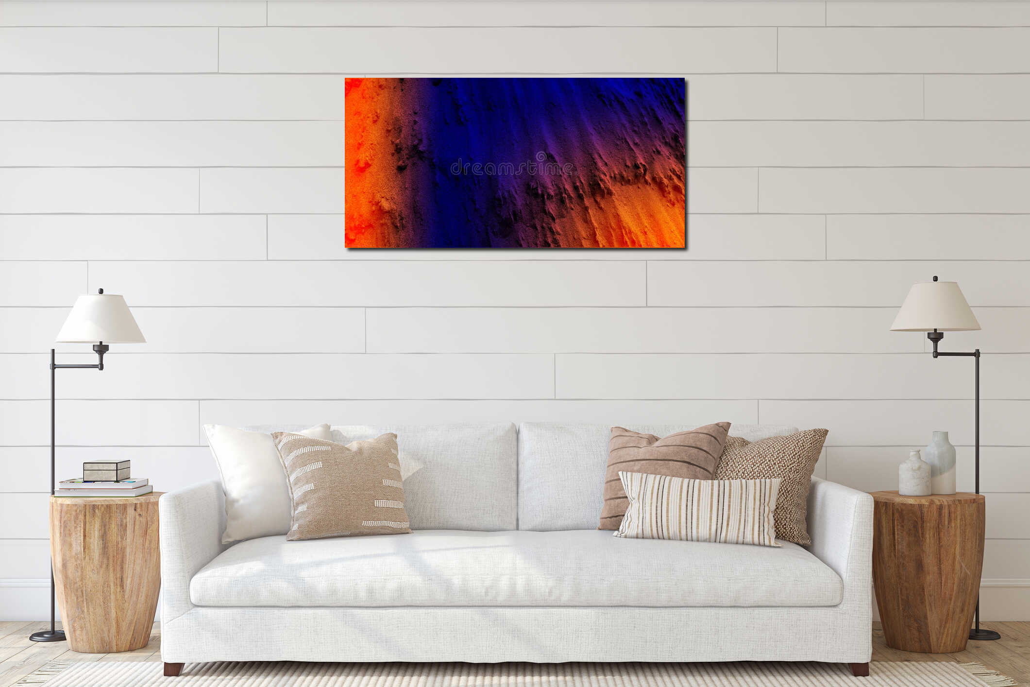 Abstract deep navy blue color orange color mixture with cement texture background. interior mockup