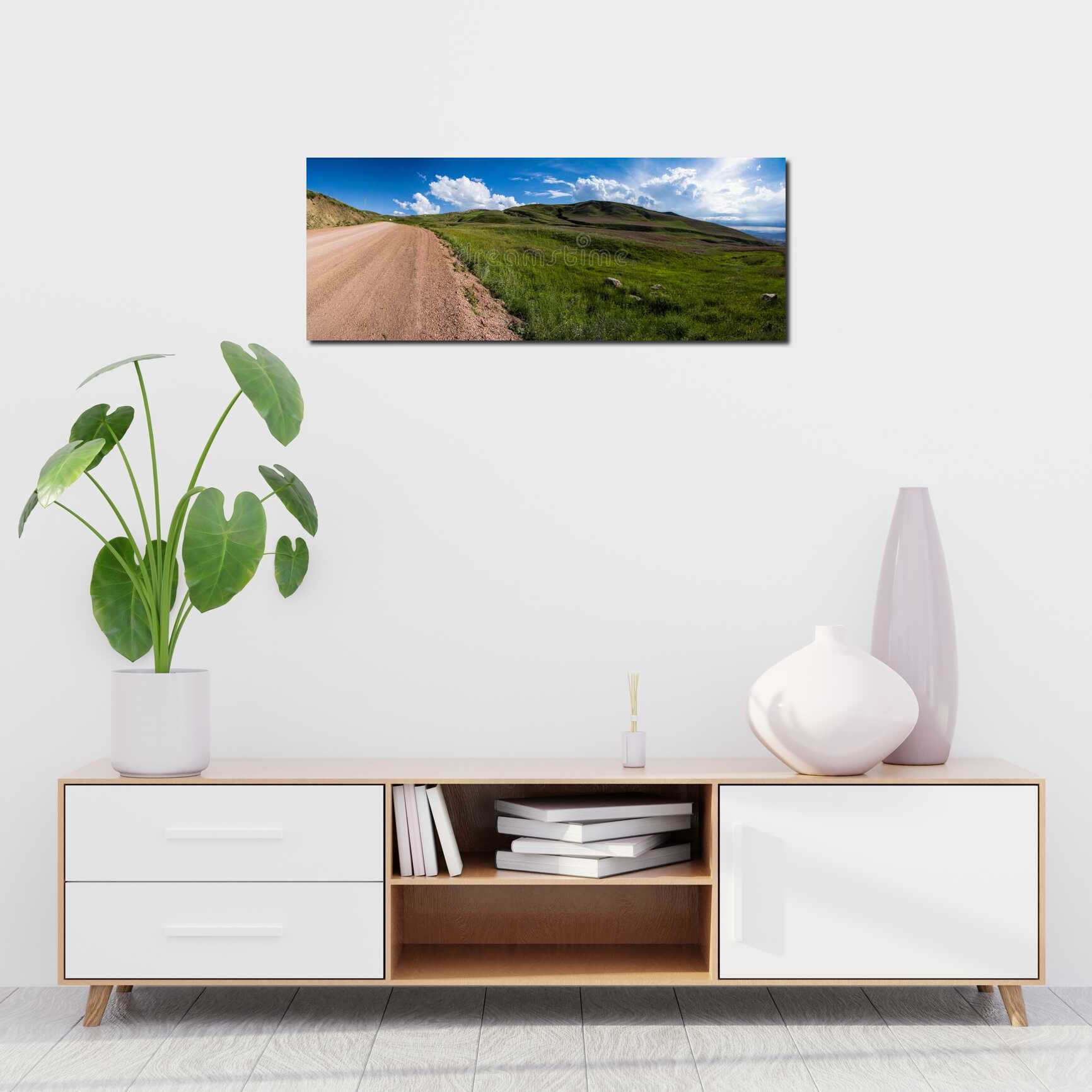 Canvas above sofa for size context