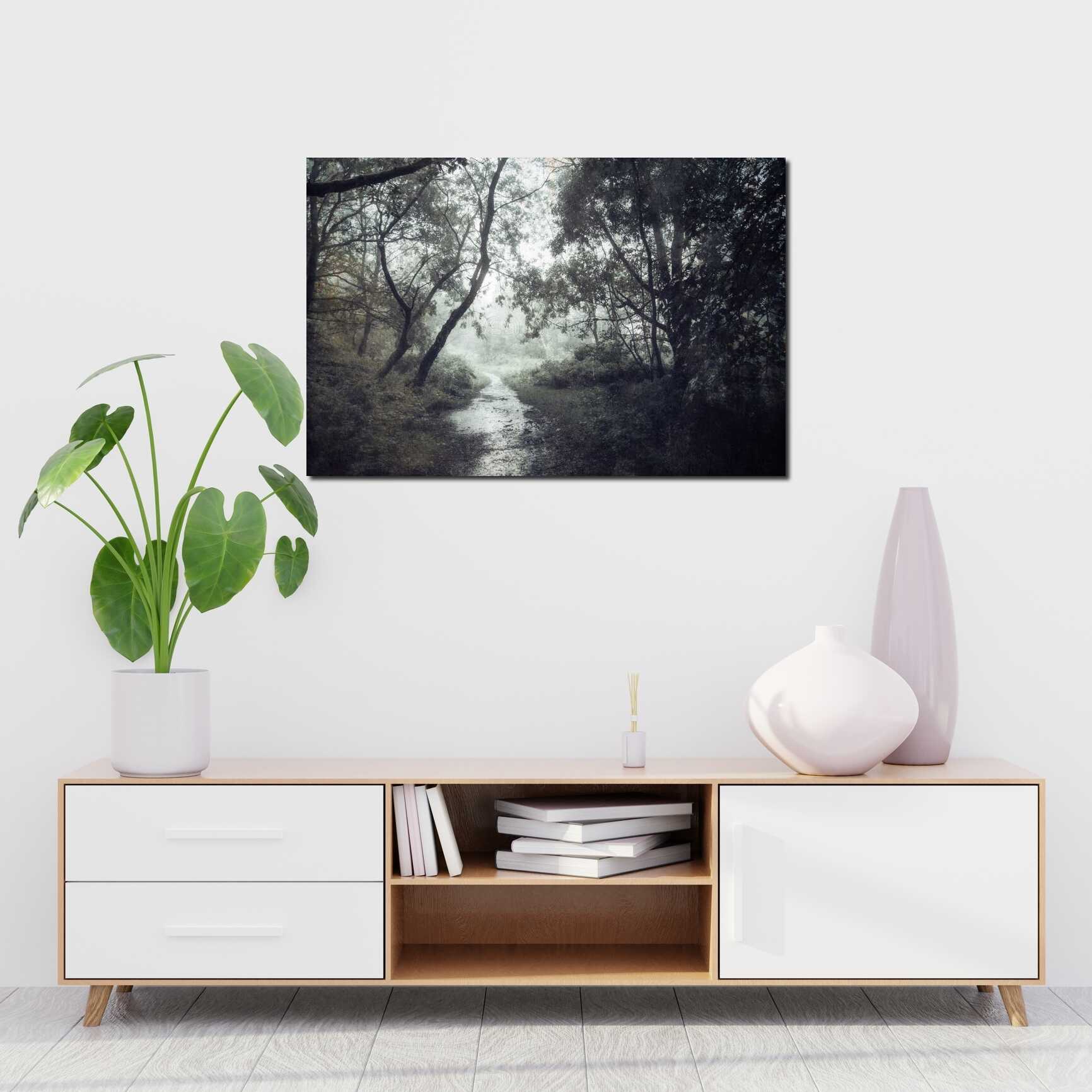 Canvas above sofa for size context