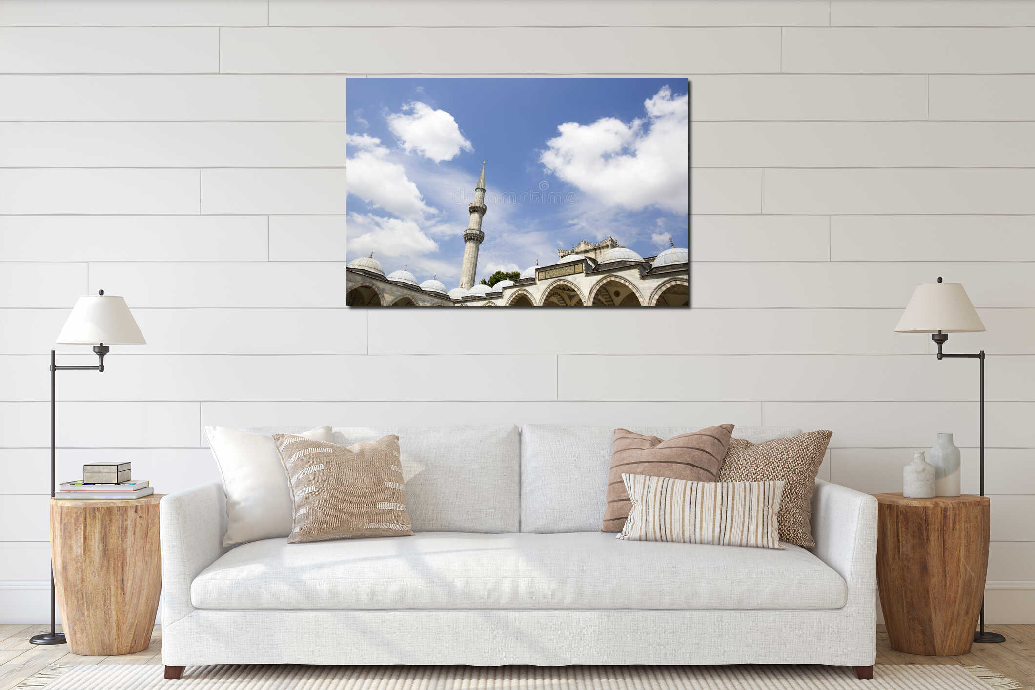 Minaret of Suleymaniye Mosque in Istanbul, Turkey interior mockup