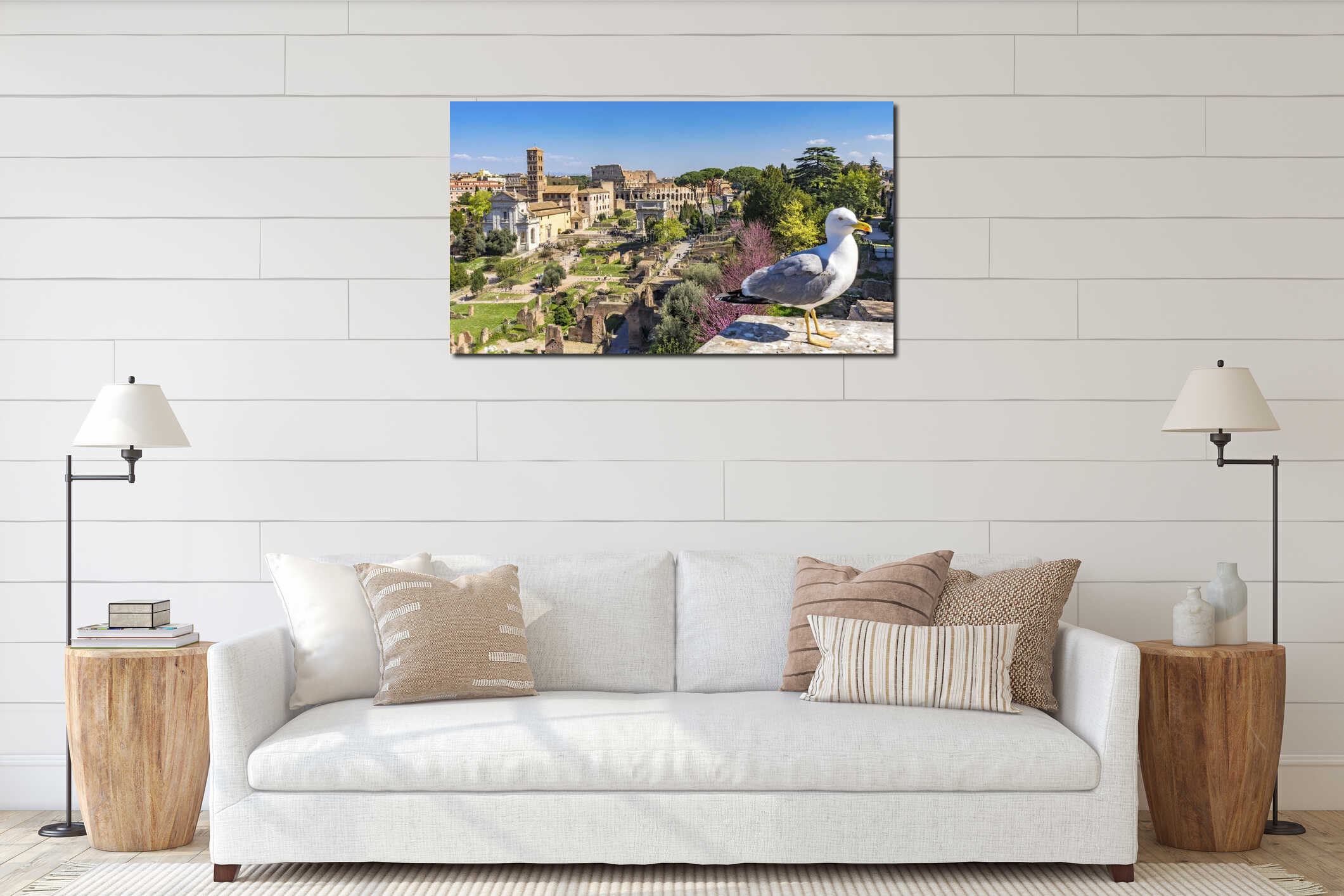 Seagull Ancient Forum Titus Arch Roman Colosseum Rome Italy interior mockup