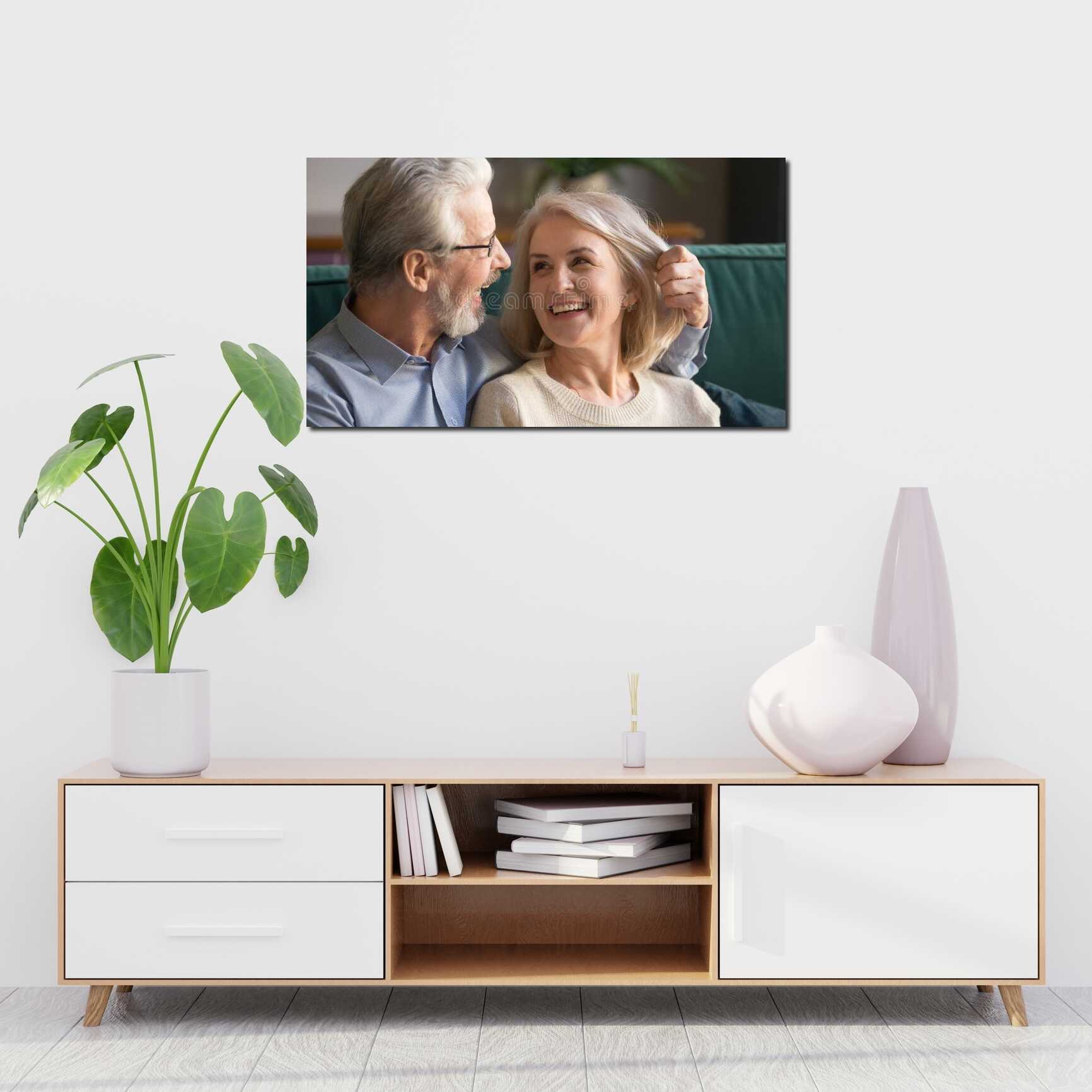 Canvas above sofa for size context