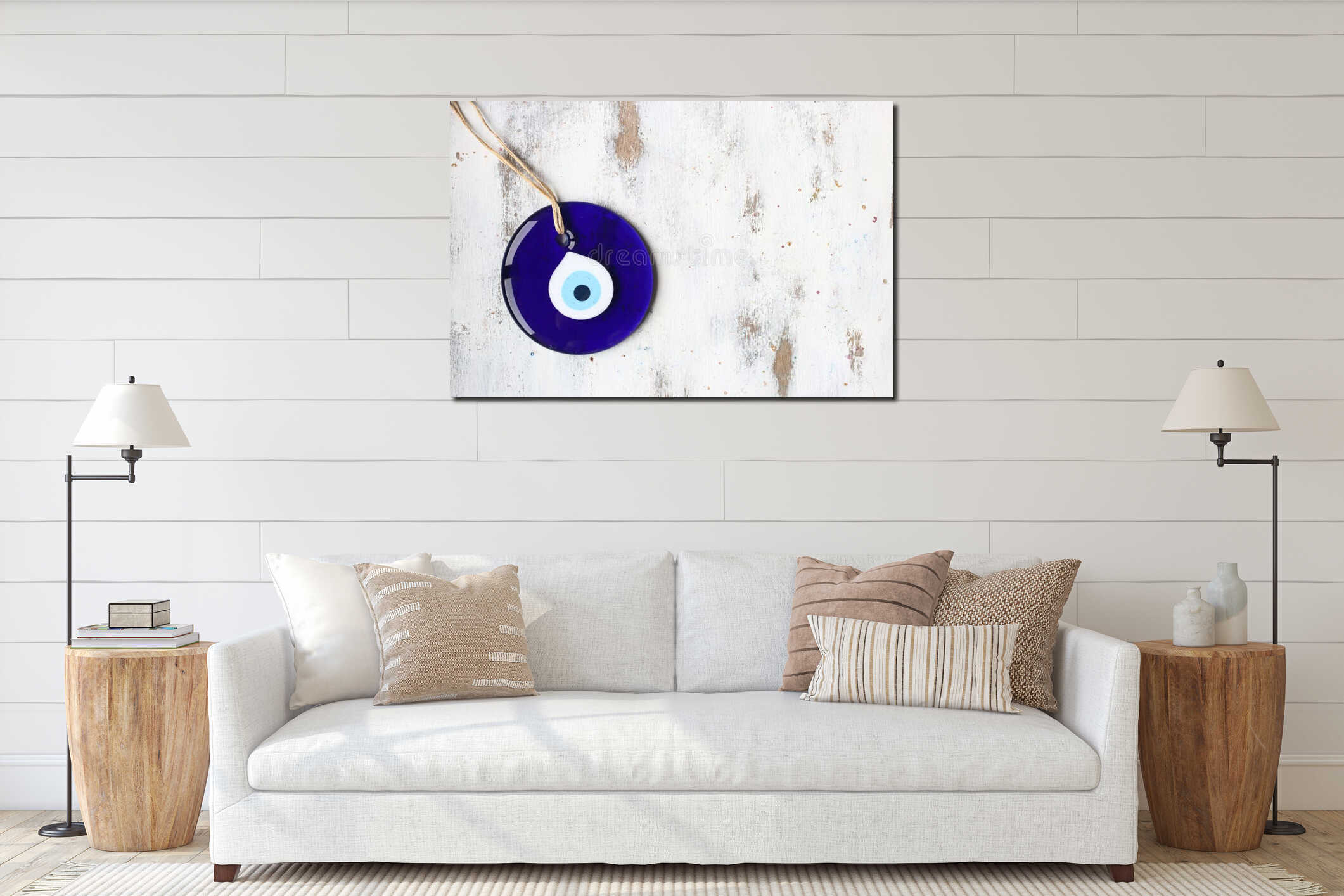 Evil eye bead, Turkish nazar bead interior mockup