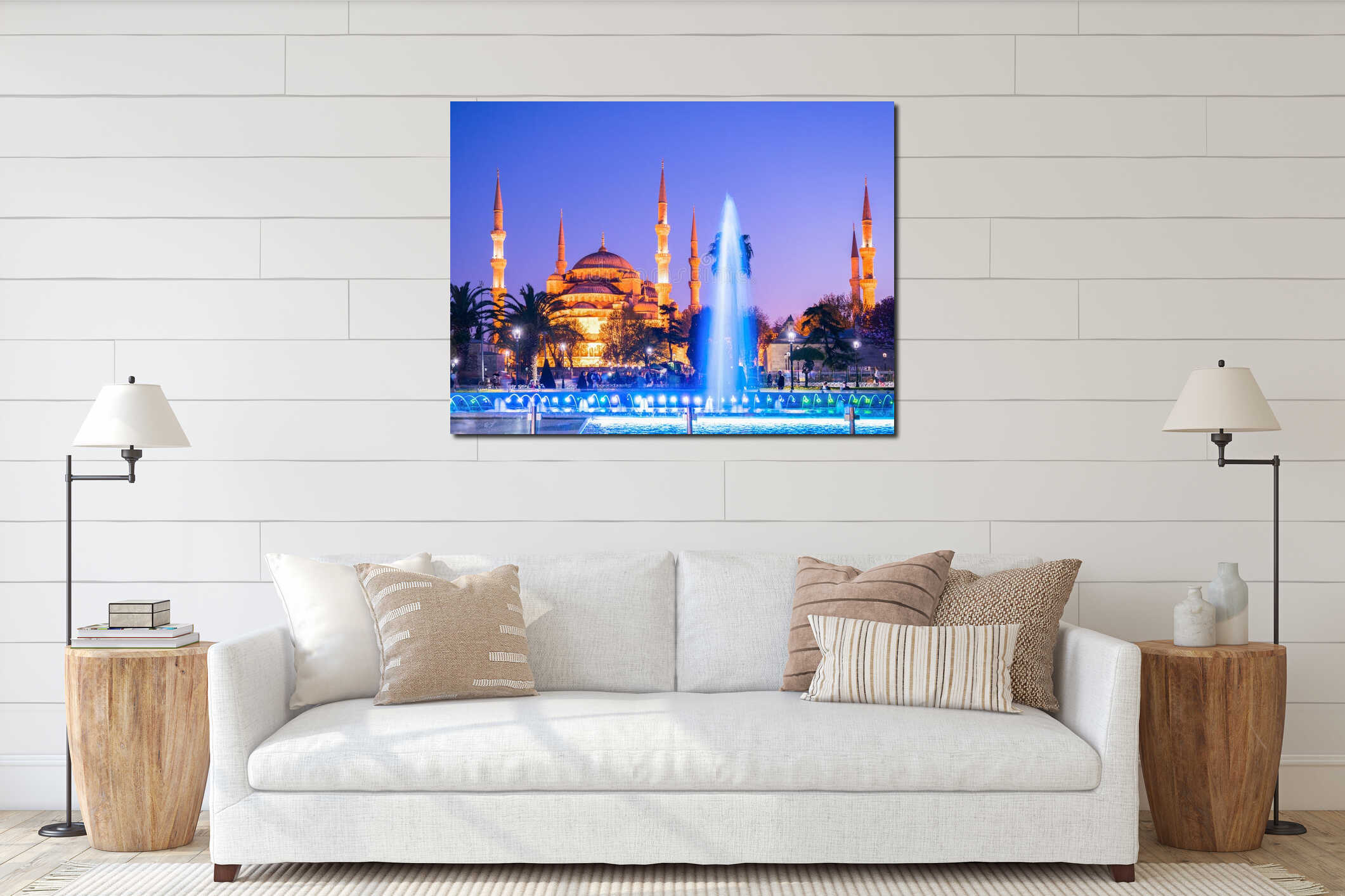 The Blue Mosque, Sultanahmet Camii at night, Istanbul, Turkey interior mockup