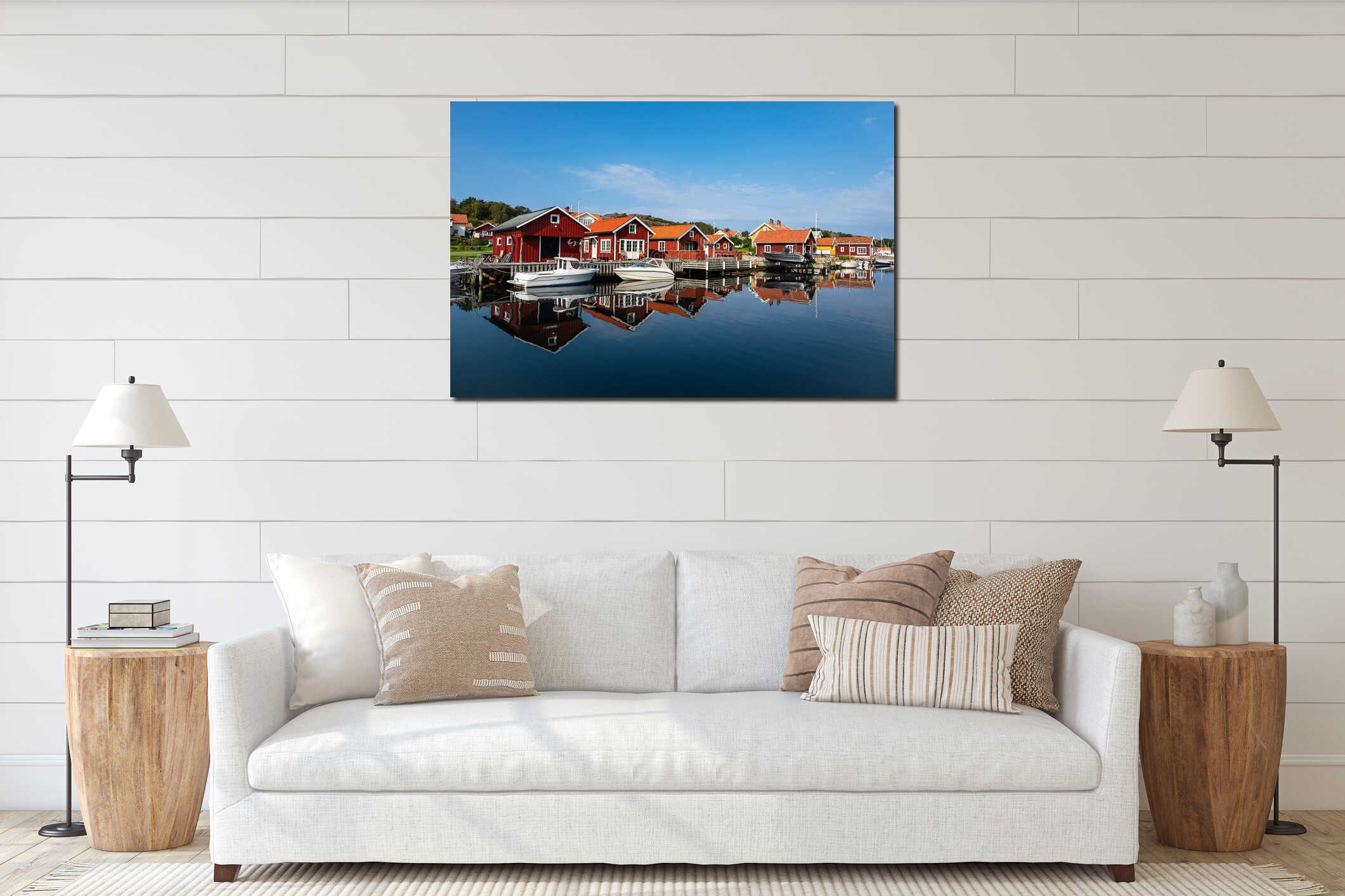 View to the city Hamburgsund in Sweden interior mockup