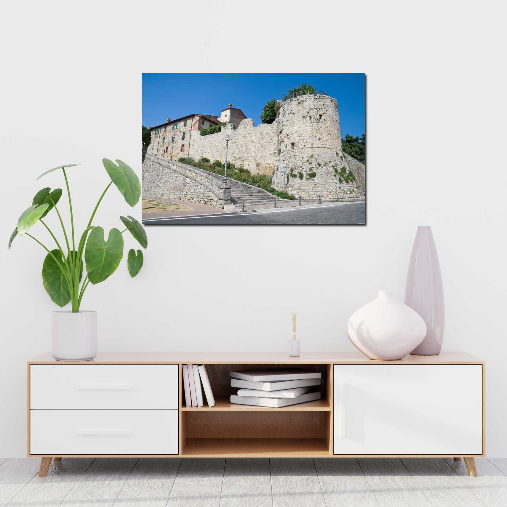 Canvas above sofa for size context