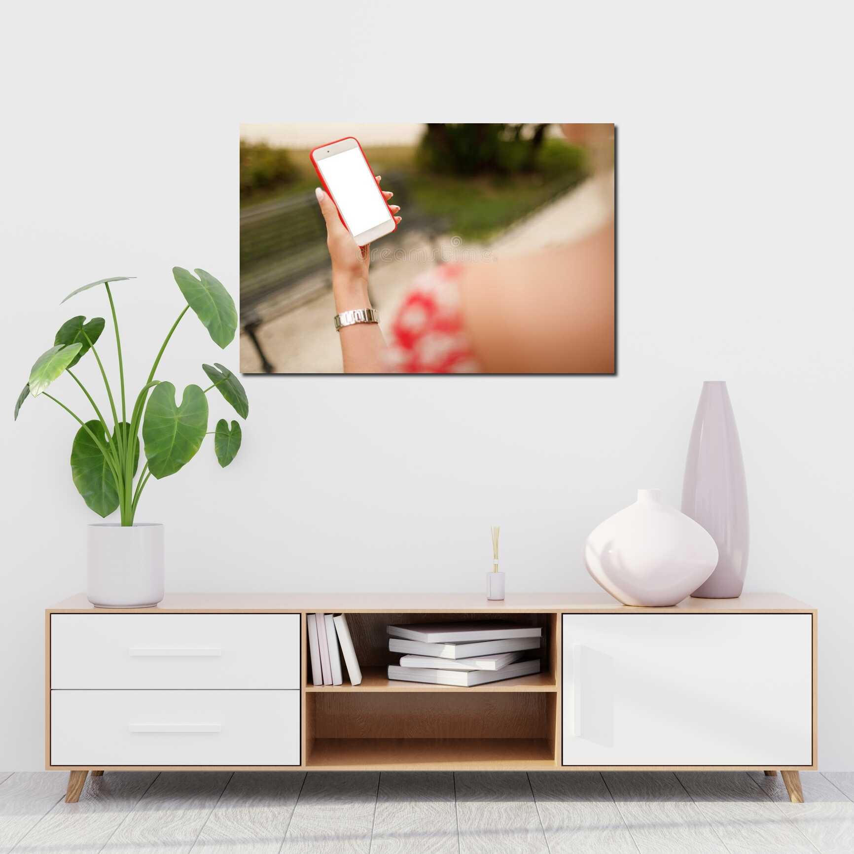 Canvas above sofa for size context