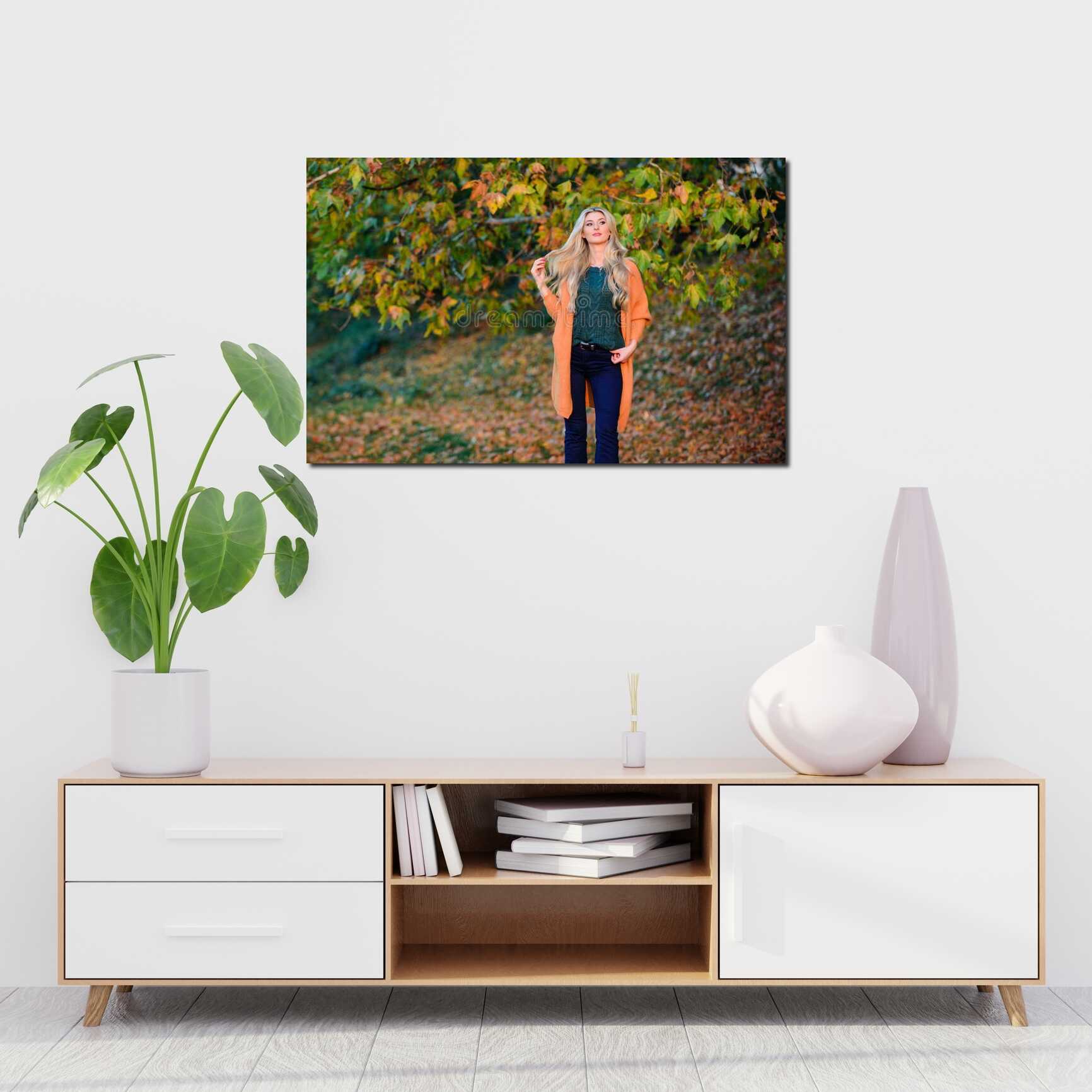 Canvas above sofa for size context